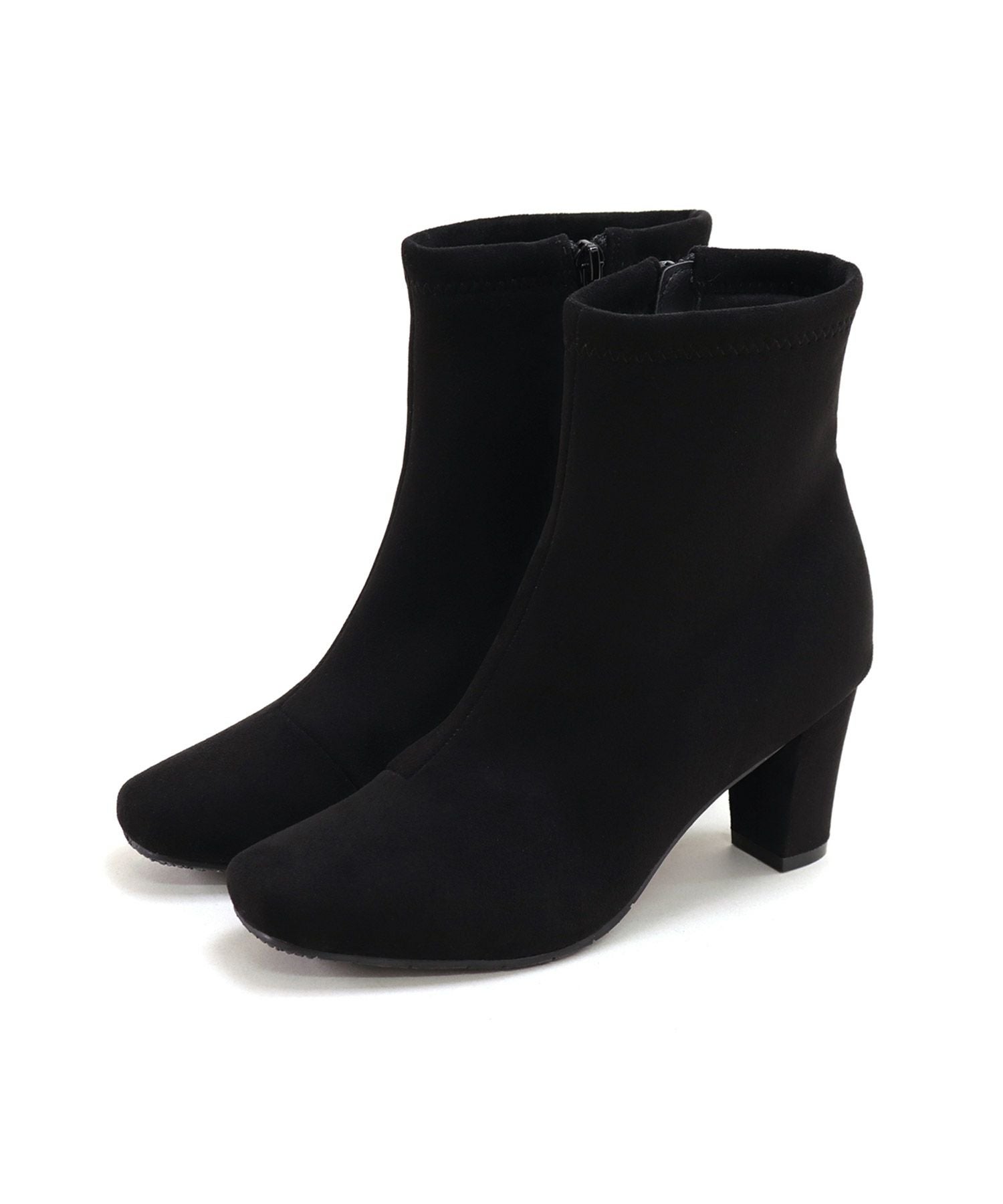 スリムフィットストレッチスクエアトゥショートブーツ