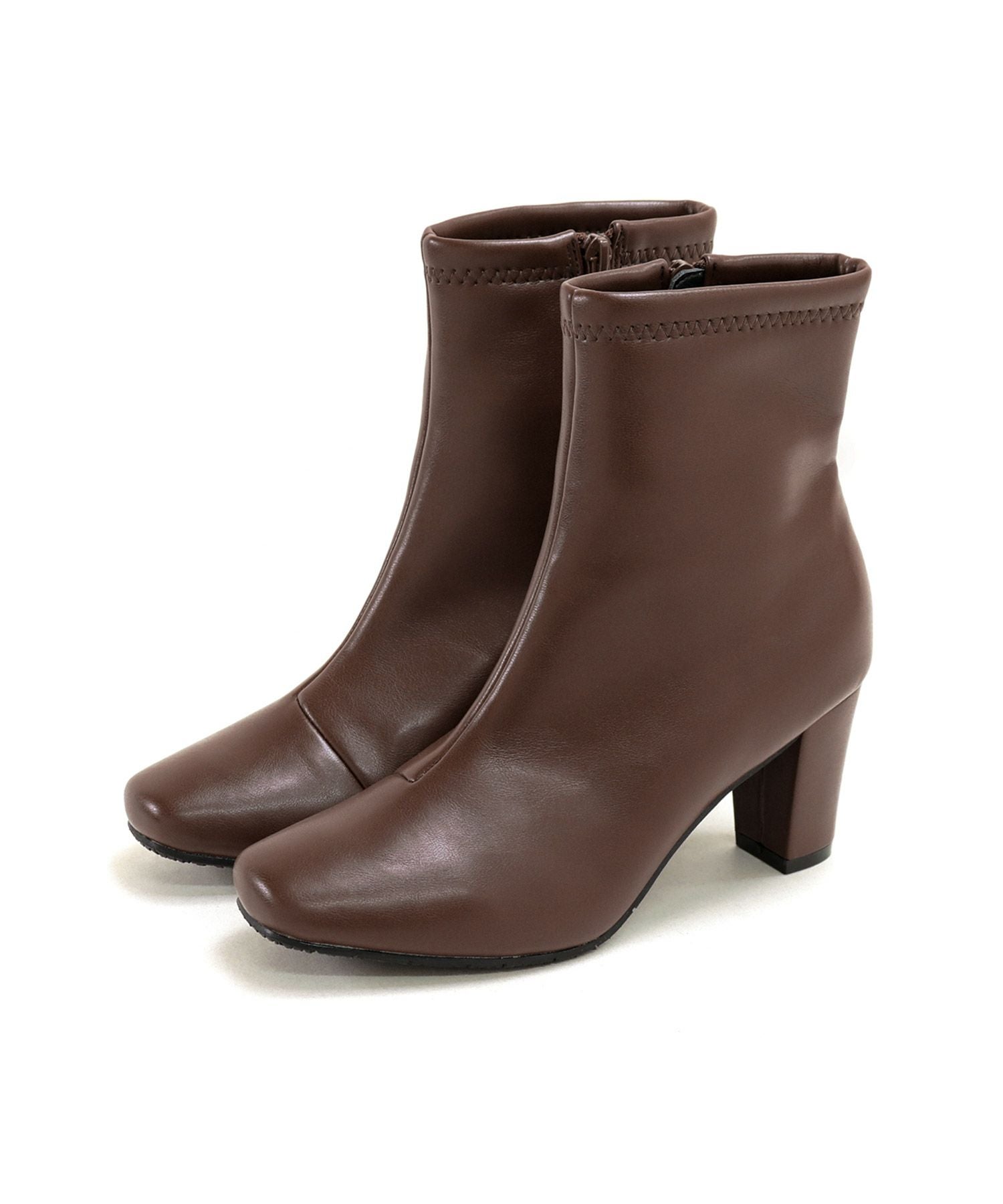 スリムフィットストレッチスクエアトゥショートブーツ