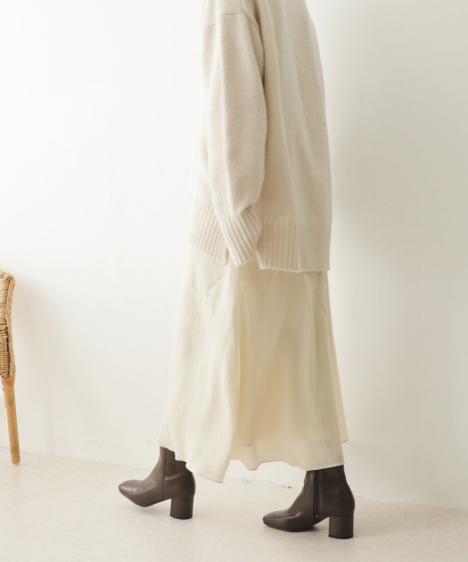 インナーファーであったかスクエアトゥチャンキーヒールショートブーツ