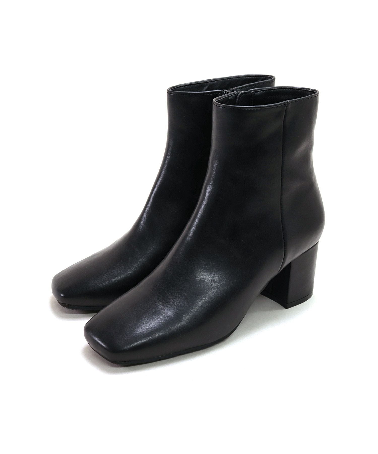 インナーファーであったかスクエアトゥチャンキーヒールショートブーツ