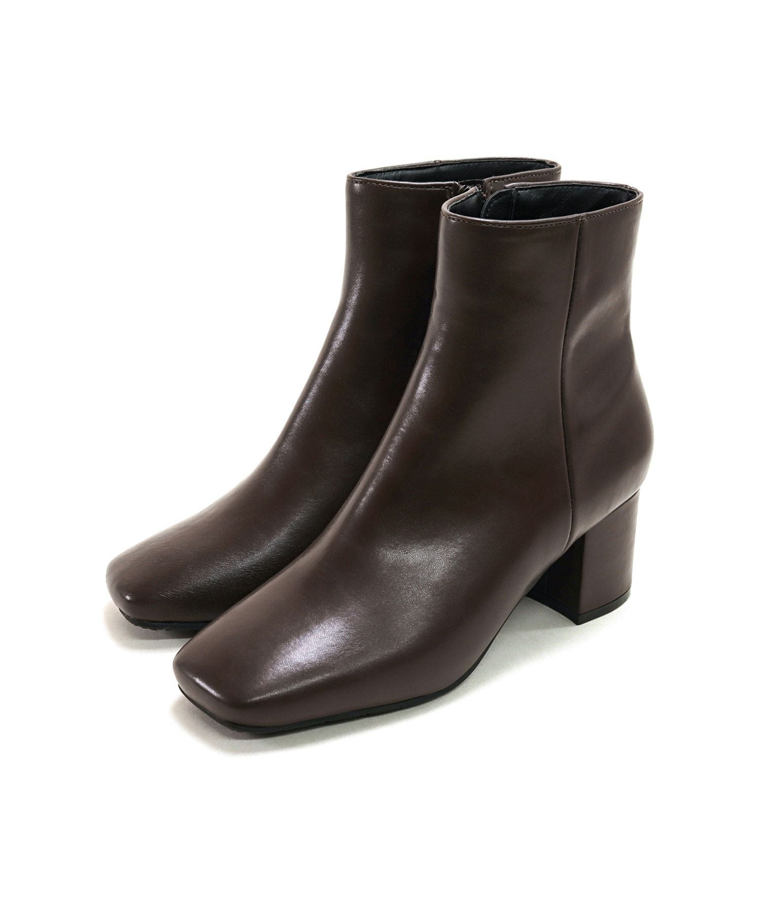 インナーファーであったかスクエアトゥチャンキーヒールショートブーツ