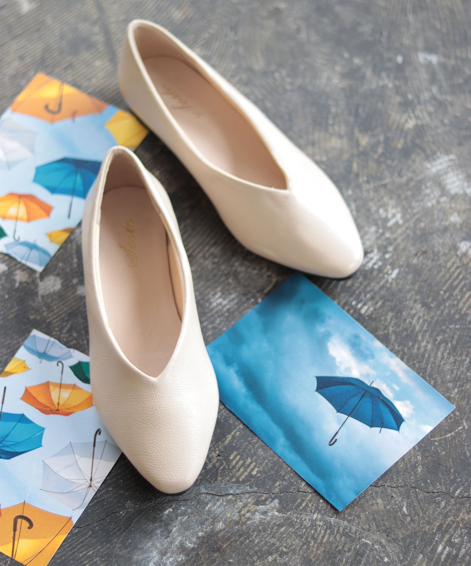 生活防水対応Vカットフラットレインパンプス/オールウェザーパンプス/晴雨兼用 一部4月中旬入荷予定