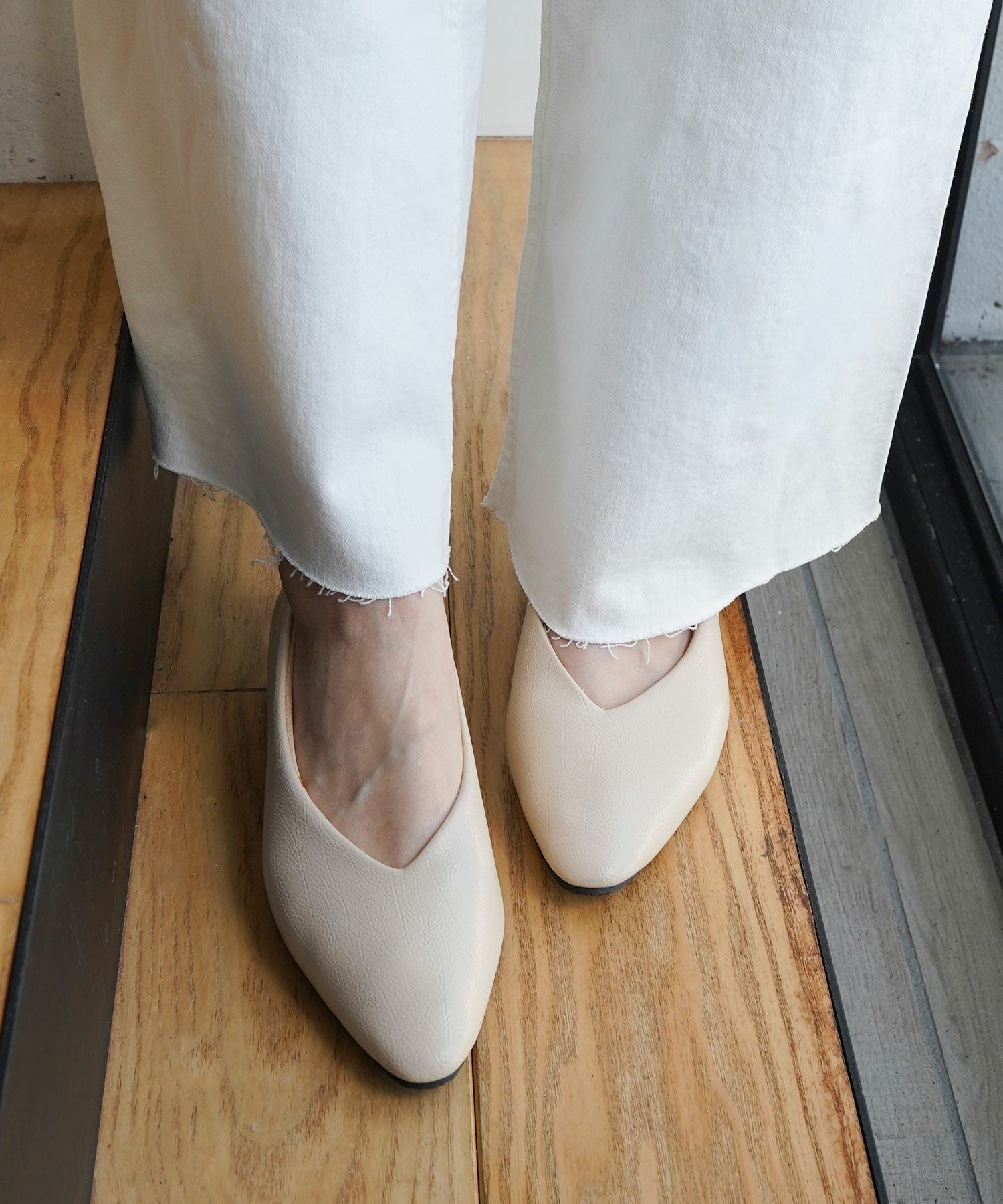 生活防水対応Vカットフラットレインパンプス/オールウェザーパンプス/晴雨兼用 一部4月中旬入荷予定