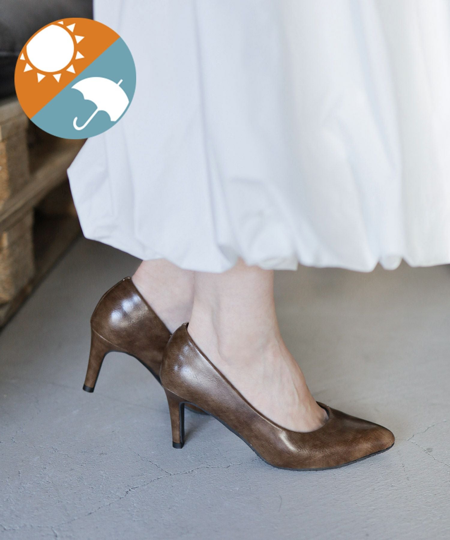 生活防水対応＆削れにくいかかとゴム使用のレインパンプス/オールウェザーパンプス/晴雨兼用