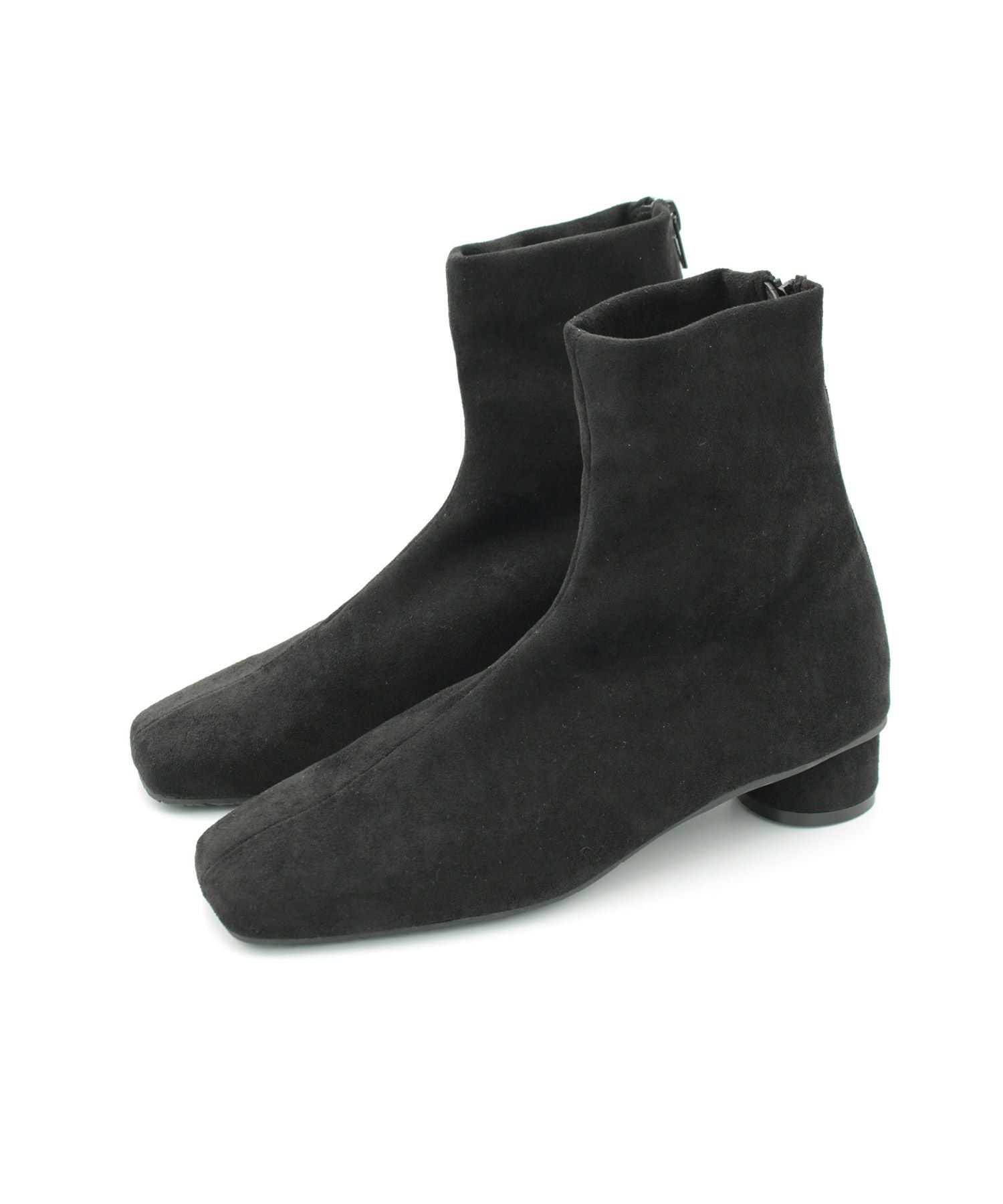 ローヒールスリムストレッチショートブーツ