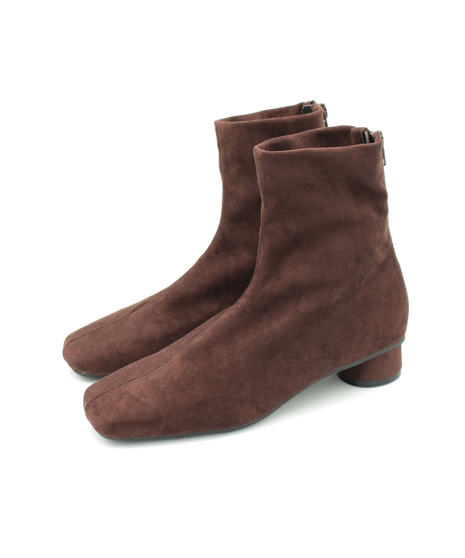 ローヒールスリムストレッチショートブーツ