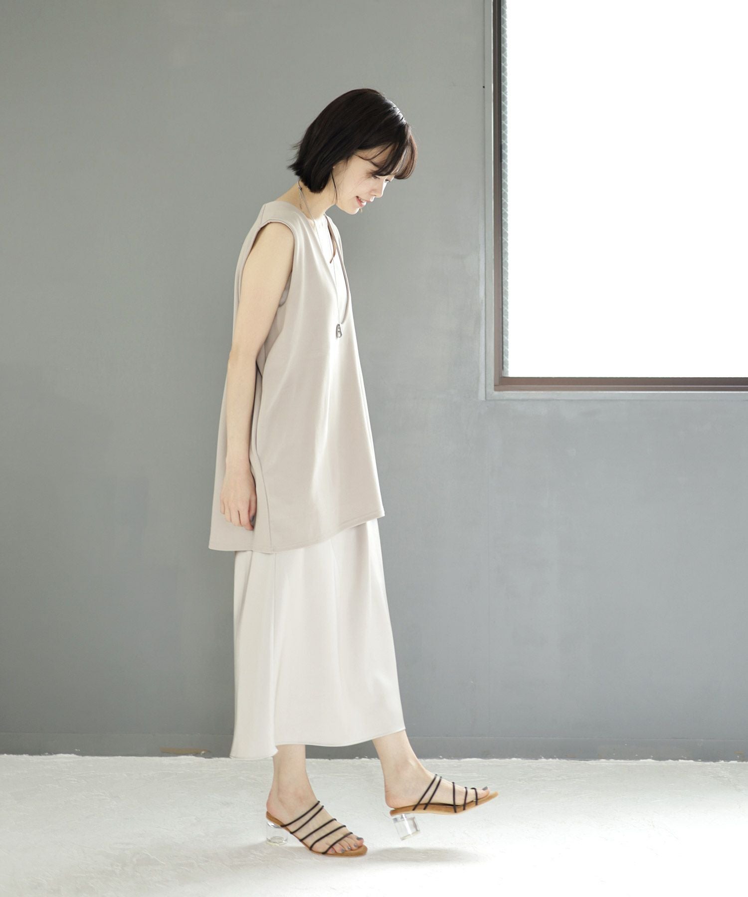 メニ―ストラップクリアヒールミュールサンダル▲返品交換不可