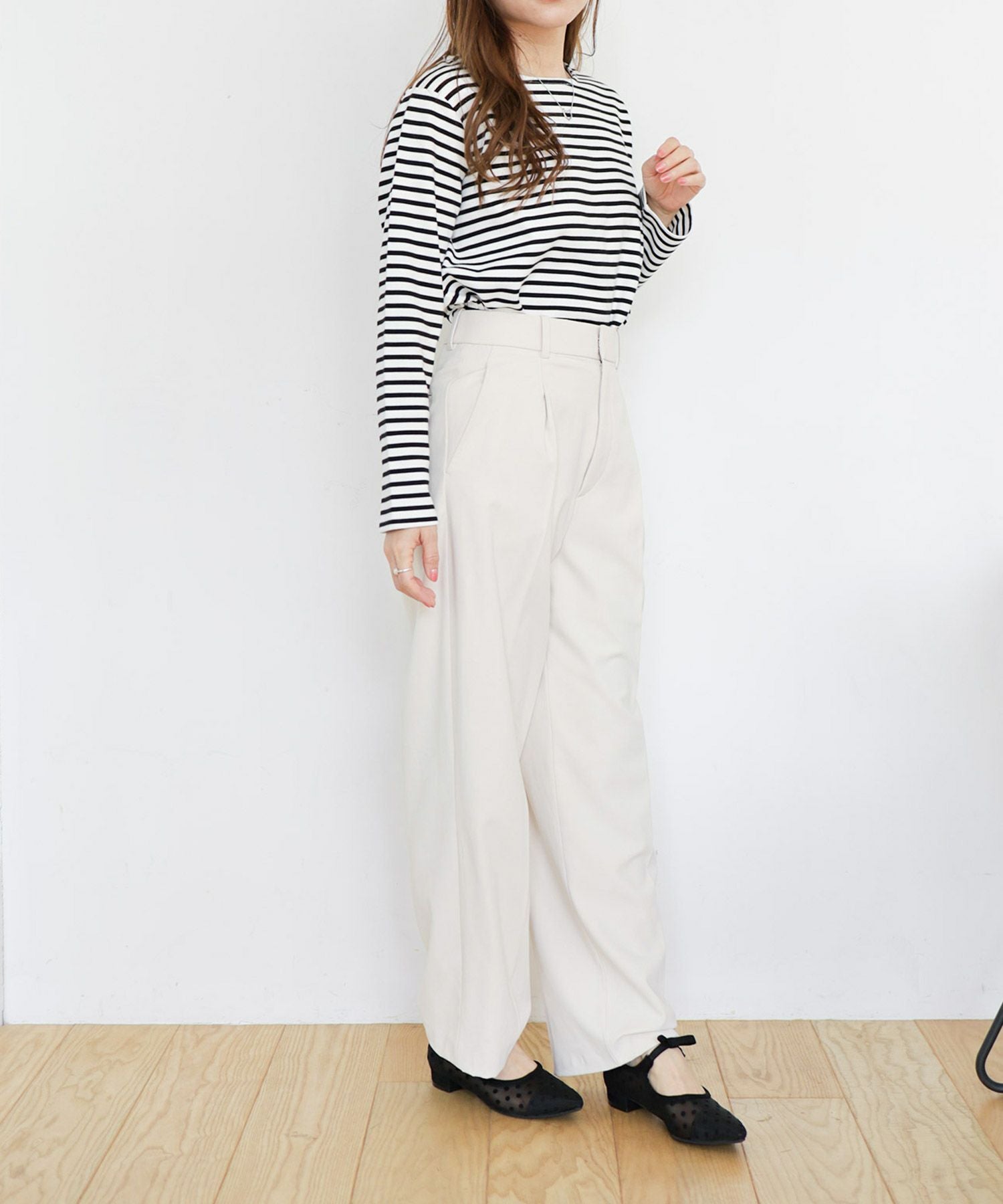 フロッキードットシースルーのリボンストラップローヒールパンプス 一部4月上旬入荷予定