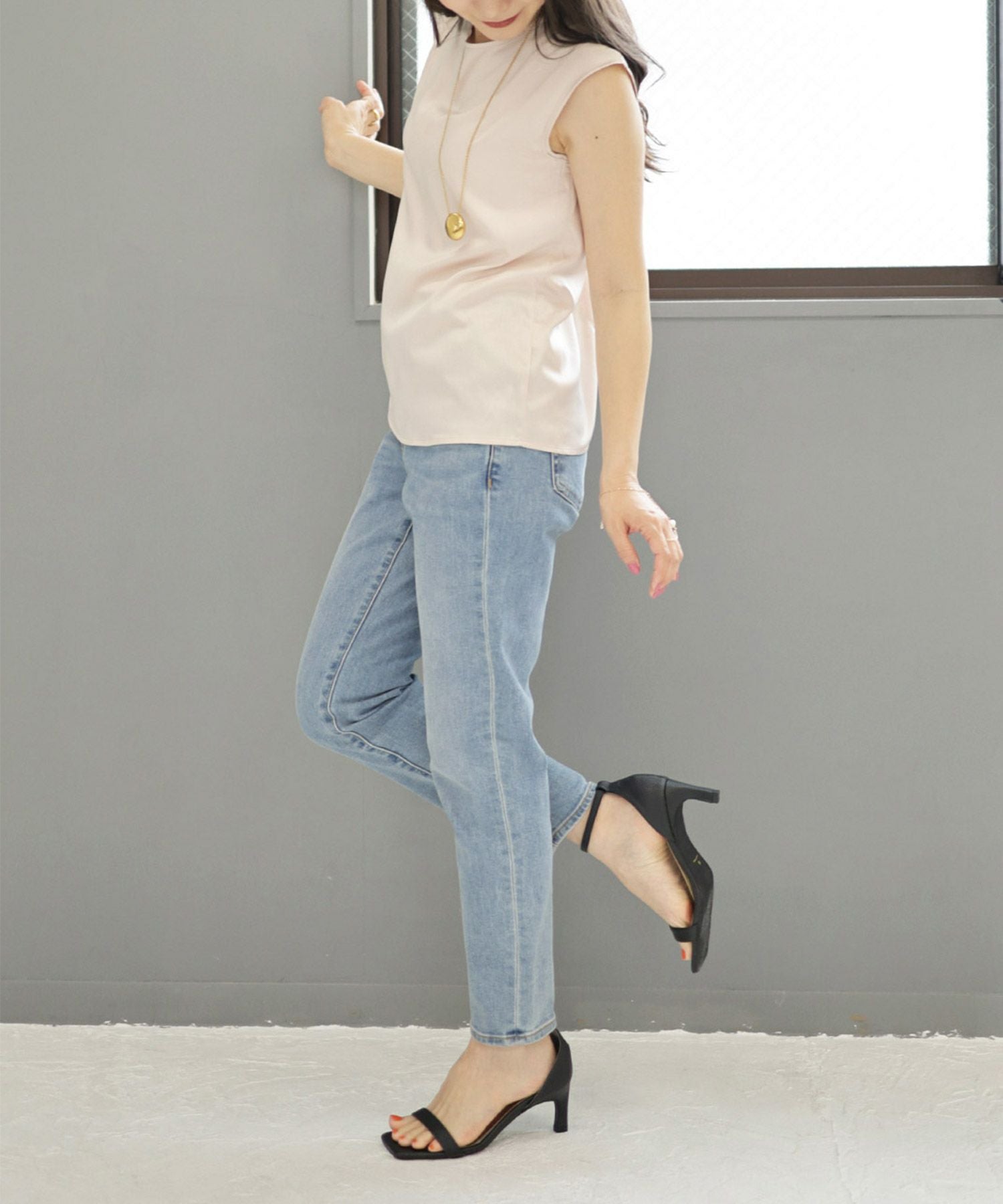 ストレートヒールアンクルストラップサンダル 一部3月末・4月下旬入荷予定