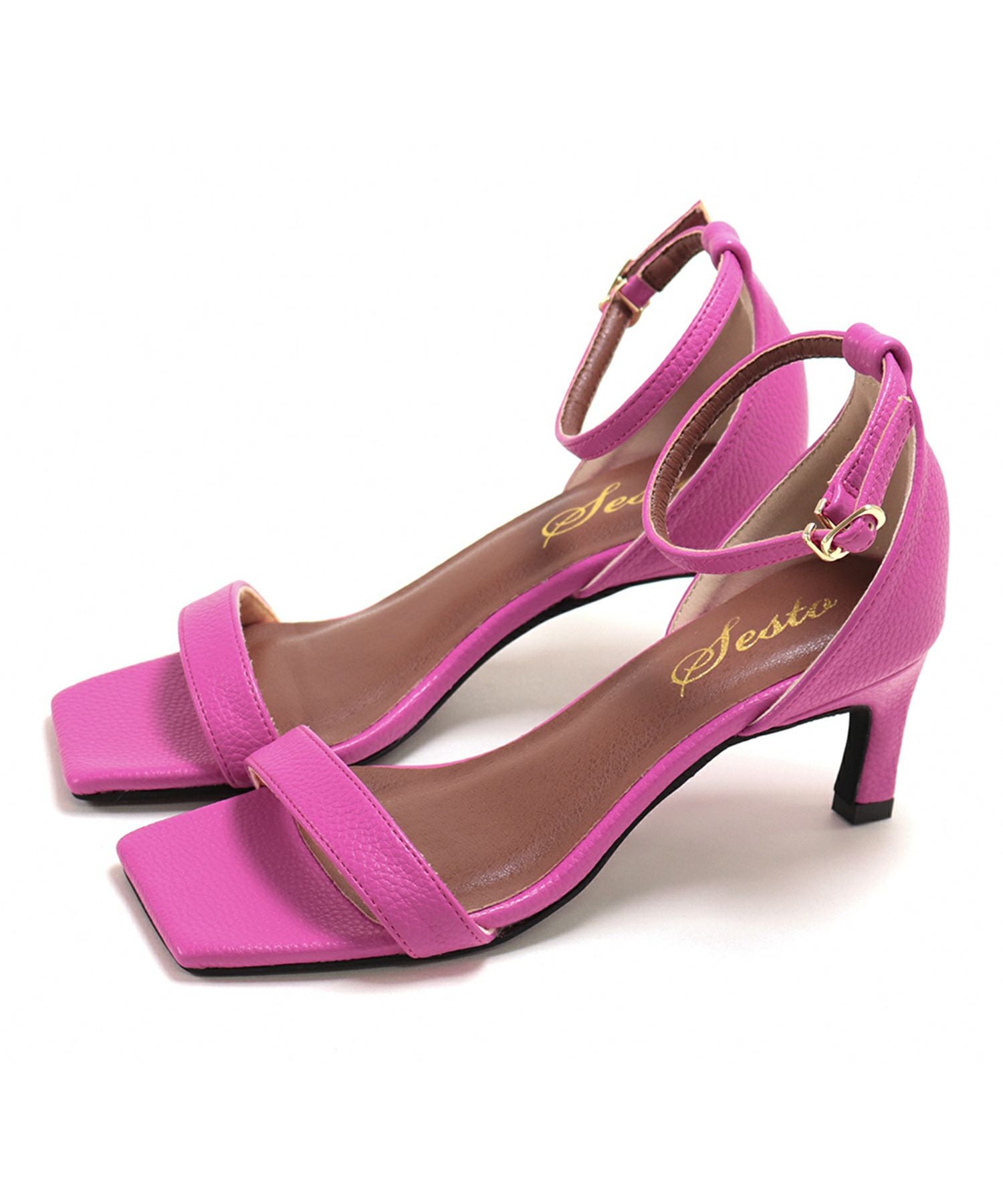 ストレートヒールアンクルストラップサンダル 一部3月末・4月下旬入荷