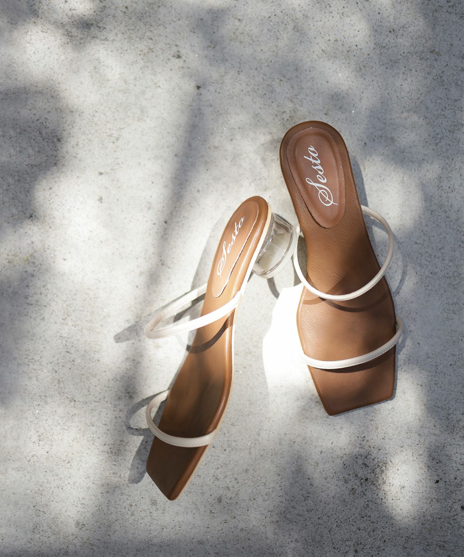 クリアヒールダブルストラップミュールサンダル▲返品交換不可