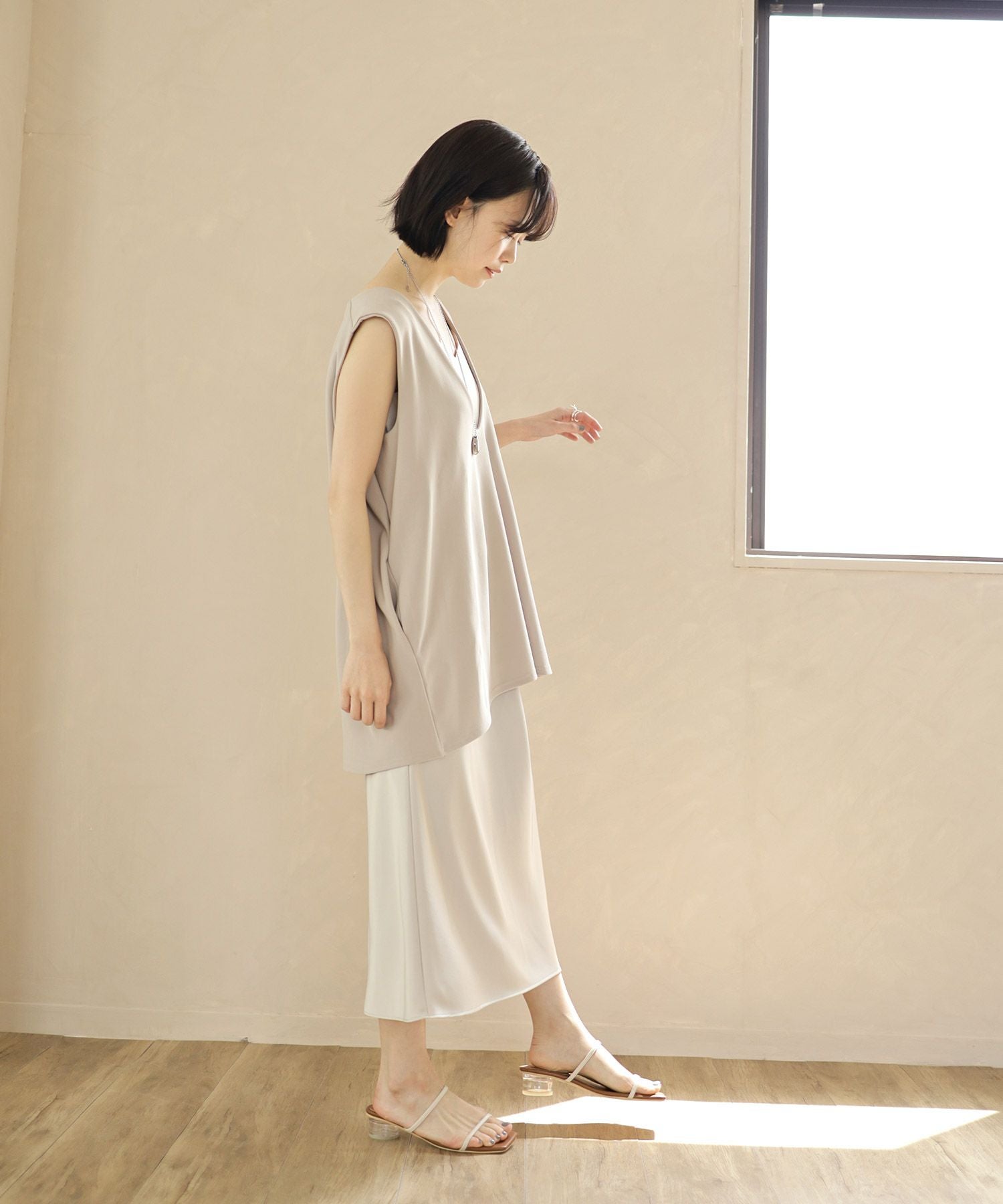 クリアヒールダブルストラップミュールサンダル▲返品交換不可