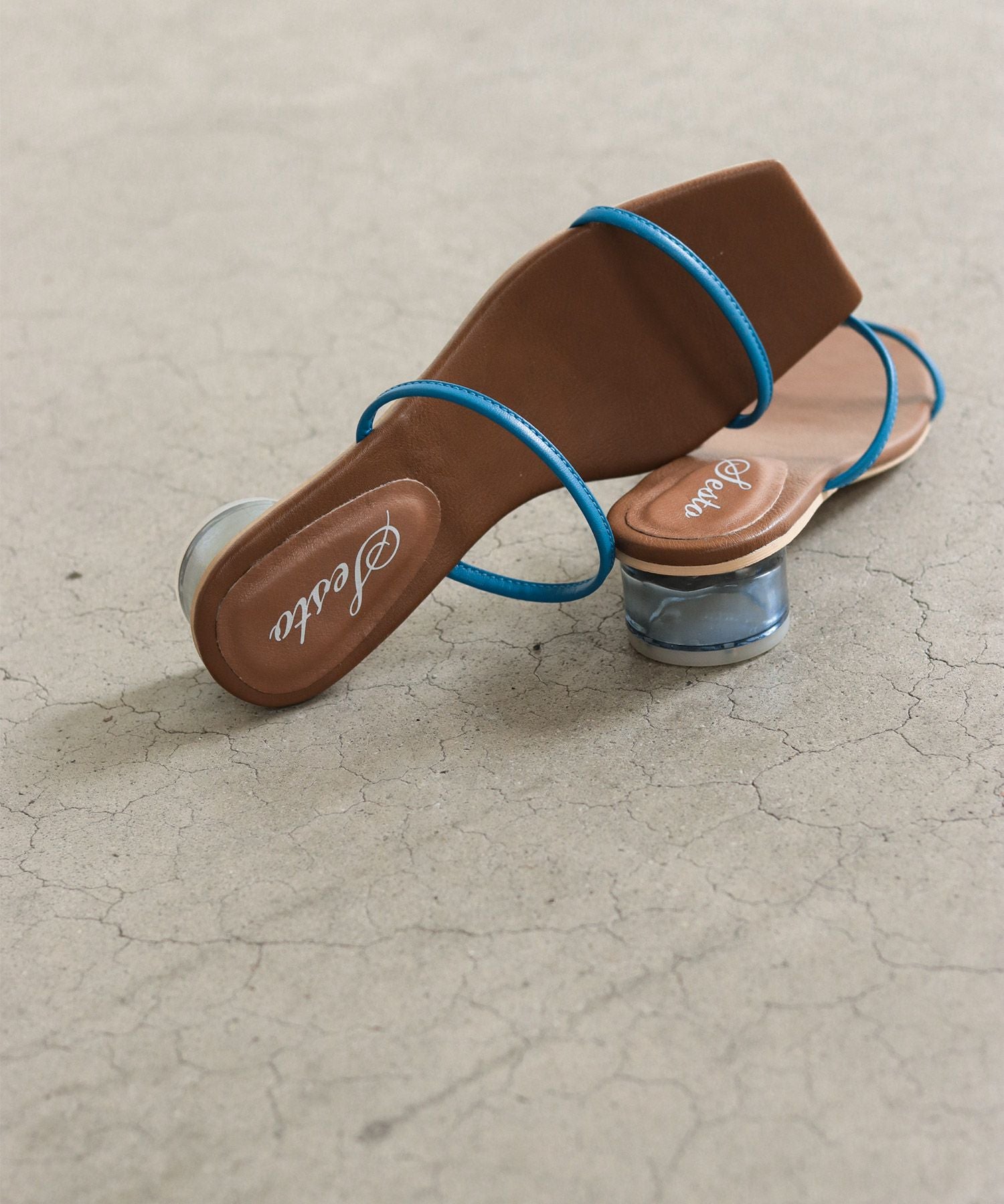 クリアヒールダブルストラップミュールサンダル▲返品交換不可