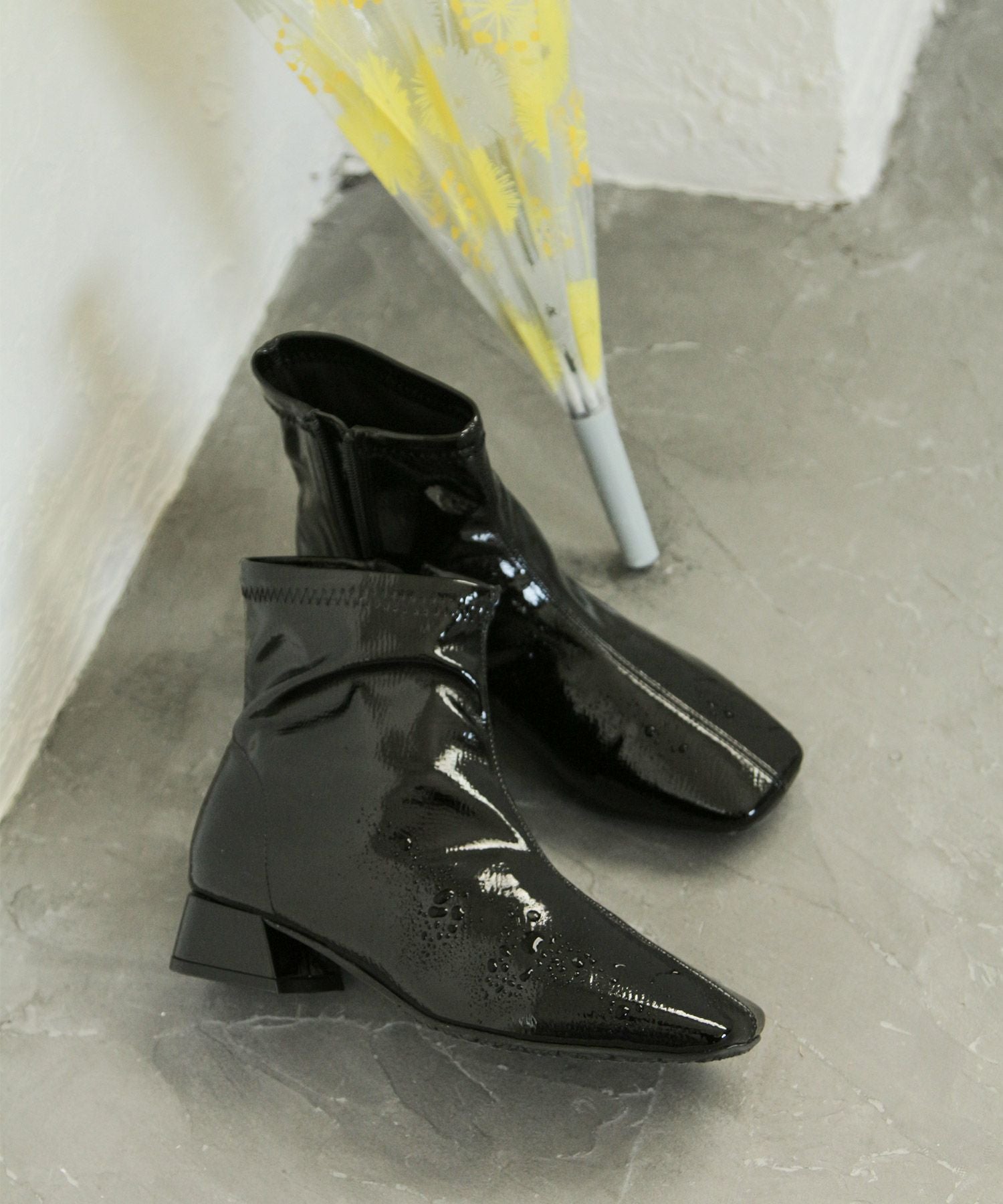 【4E幅広・大きいサイズ】スクエアトゥレインブーツ