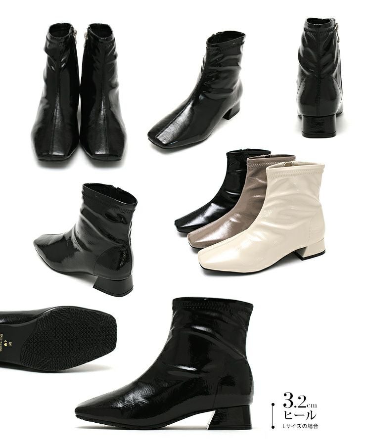 【4E幅広・大きいサイズ】スクエアトゥレインブーツ