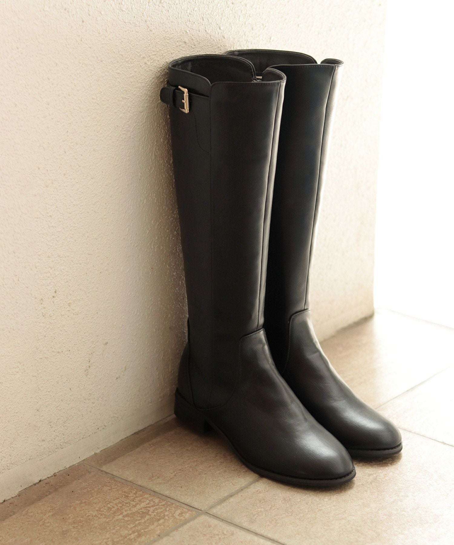 サイドベルトのジョッキーブーツ/ロングブーツ