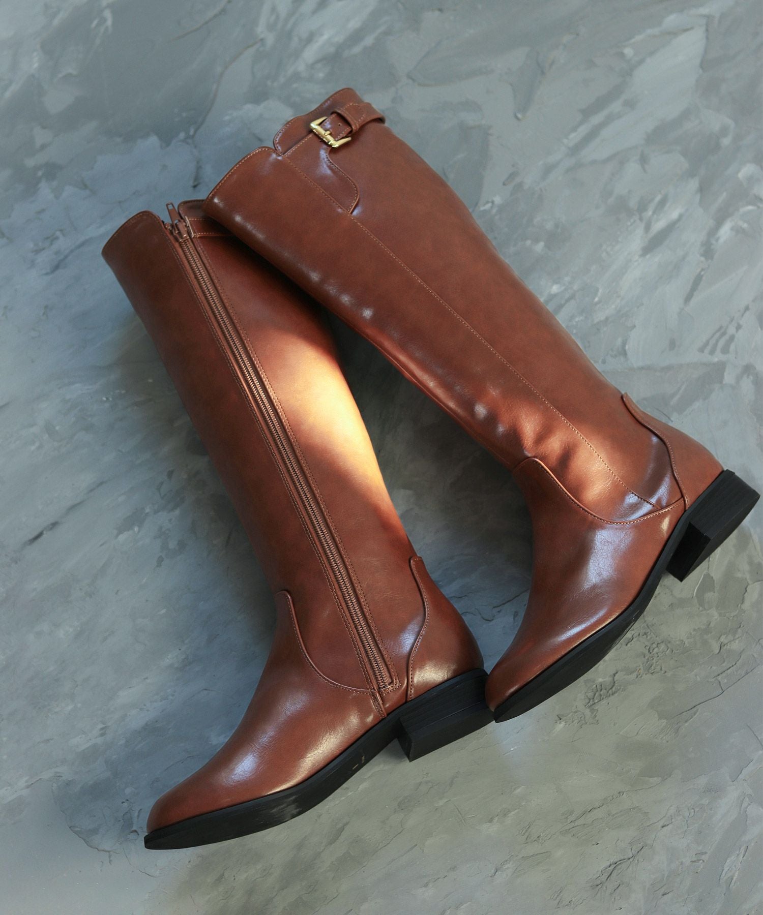 サイドベルトのジョッキーブーツ/ロングブーツ