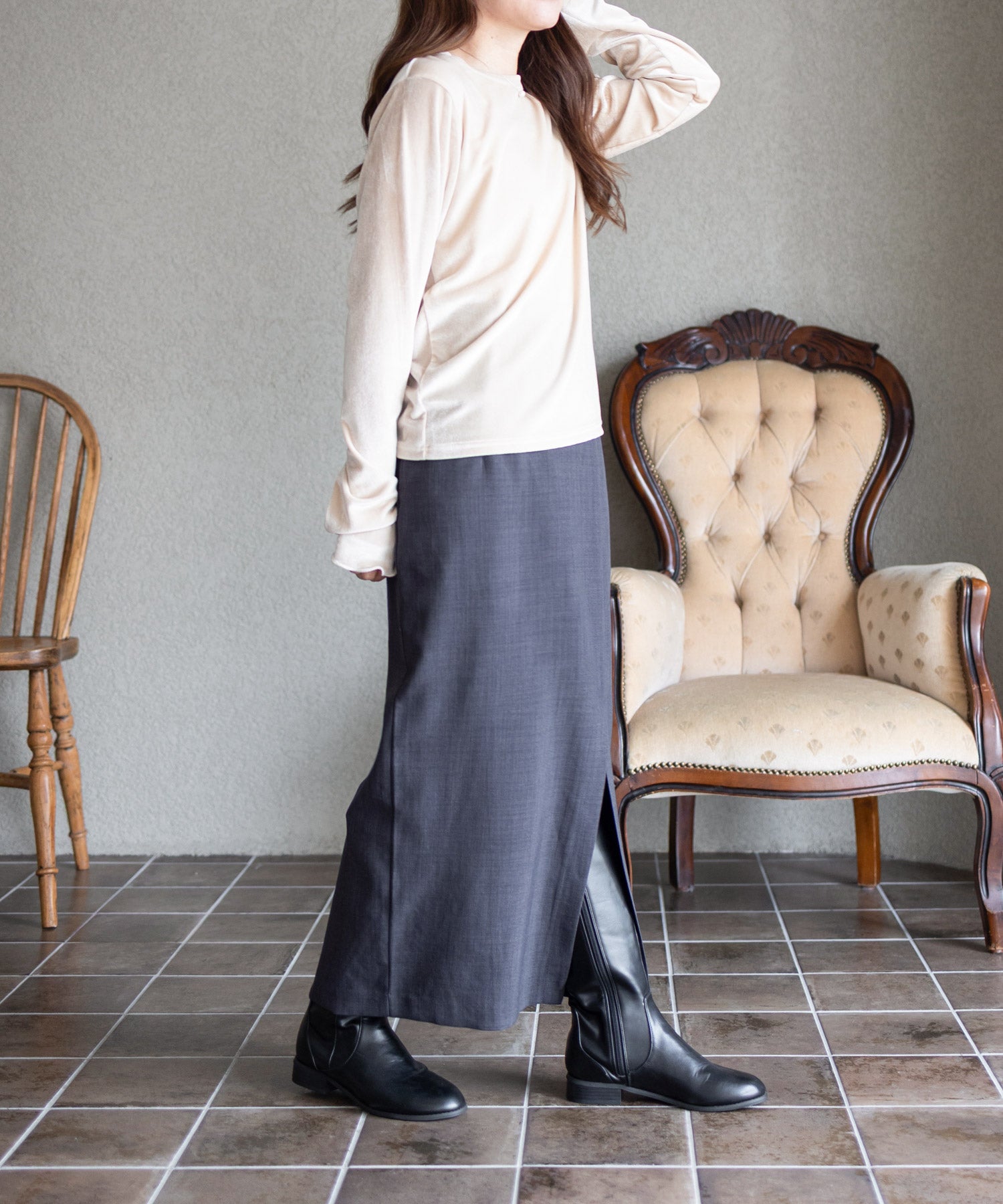 サイドベルトのジョッキーブーツ/ロングブーツ ▲返品不可