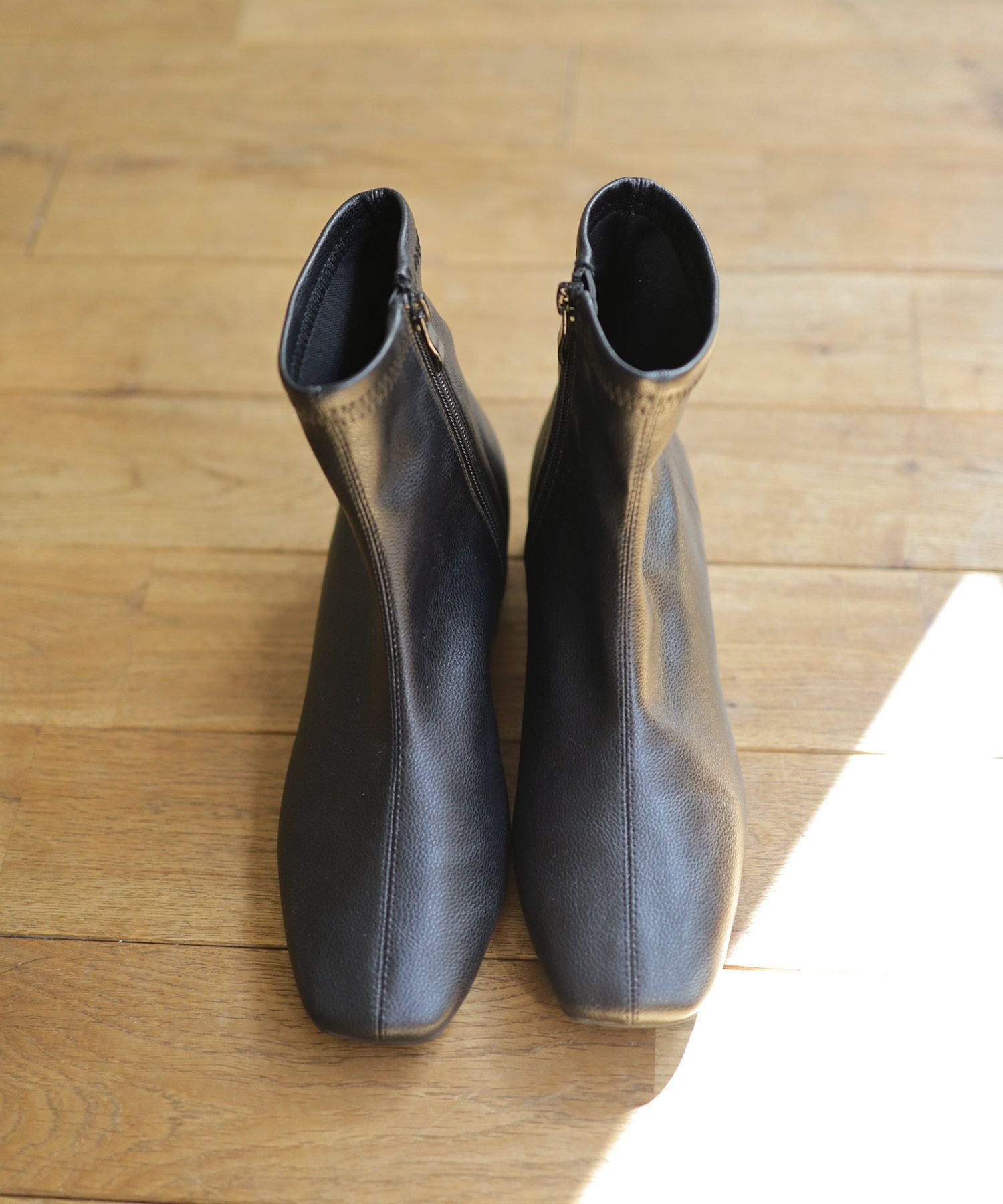 生活防水！レイン仕様スクエアトゥローヒールショートブーツ 一部4月中旬入荷予定