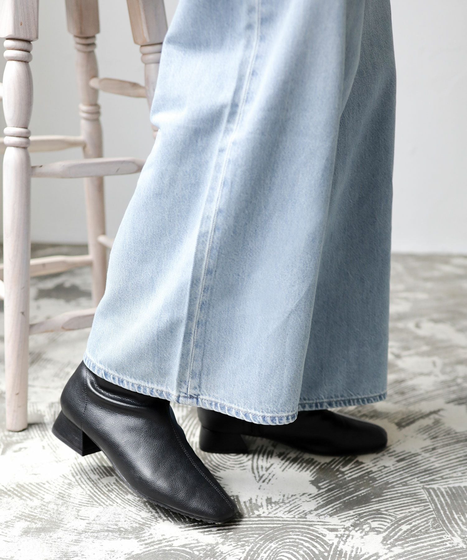 生活防水！レイン仕様スクエアトゥローヒールショートブーツ 一部4月中旬入荷予定