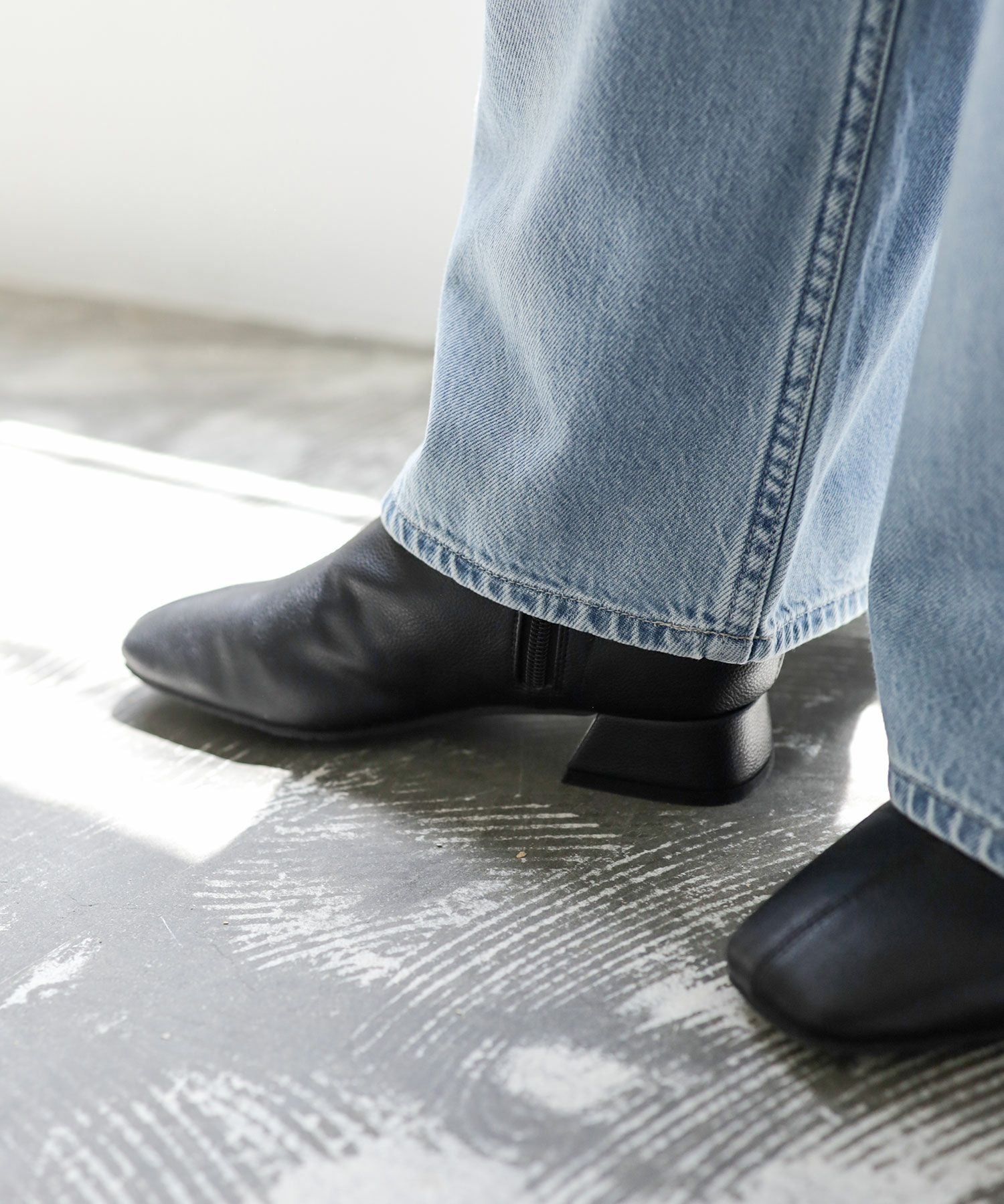 生活防水！レイン仕様スクエアトゥローヒールショートブーツ 一部4月中旬入荷予定