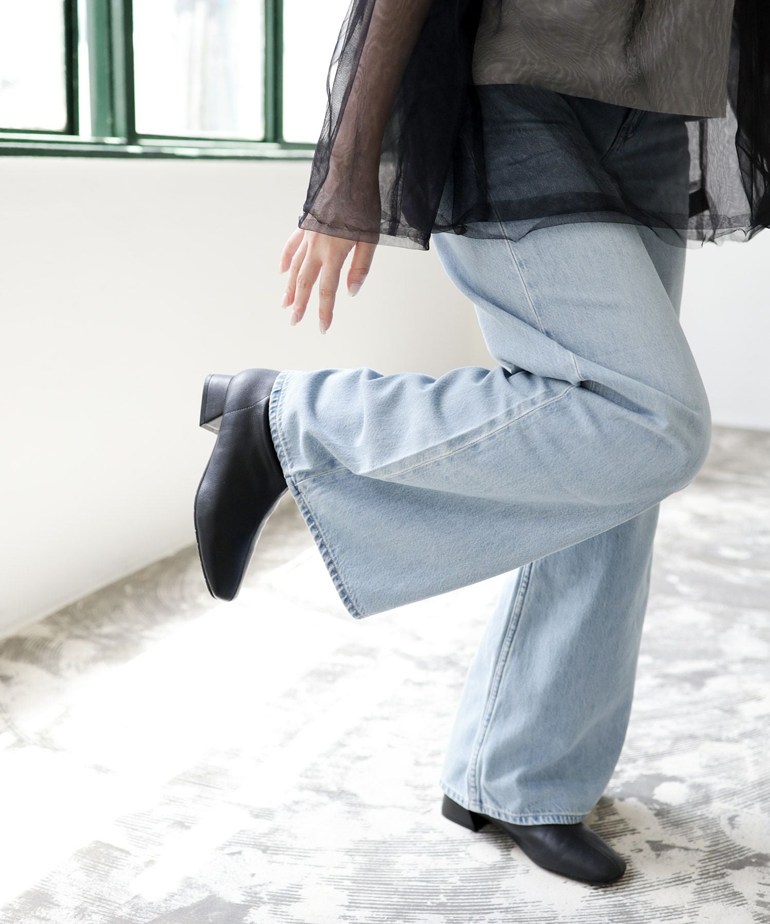 生活防水！レイン仕様スクエアトゥローヒールショートブーツ 一部4月中旬入荷予定