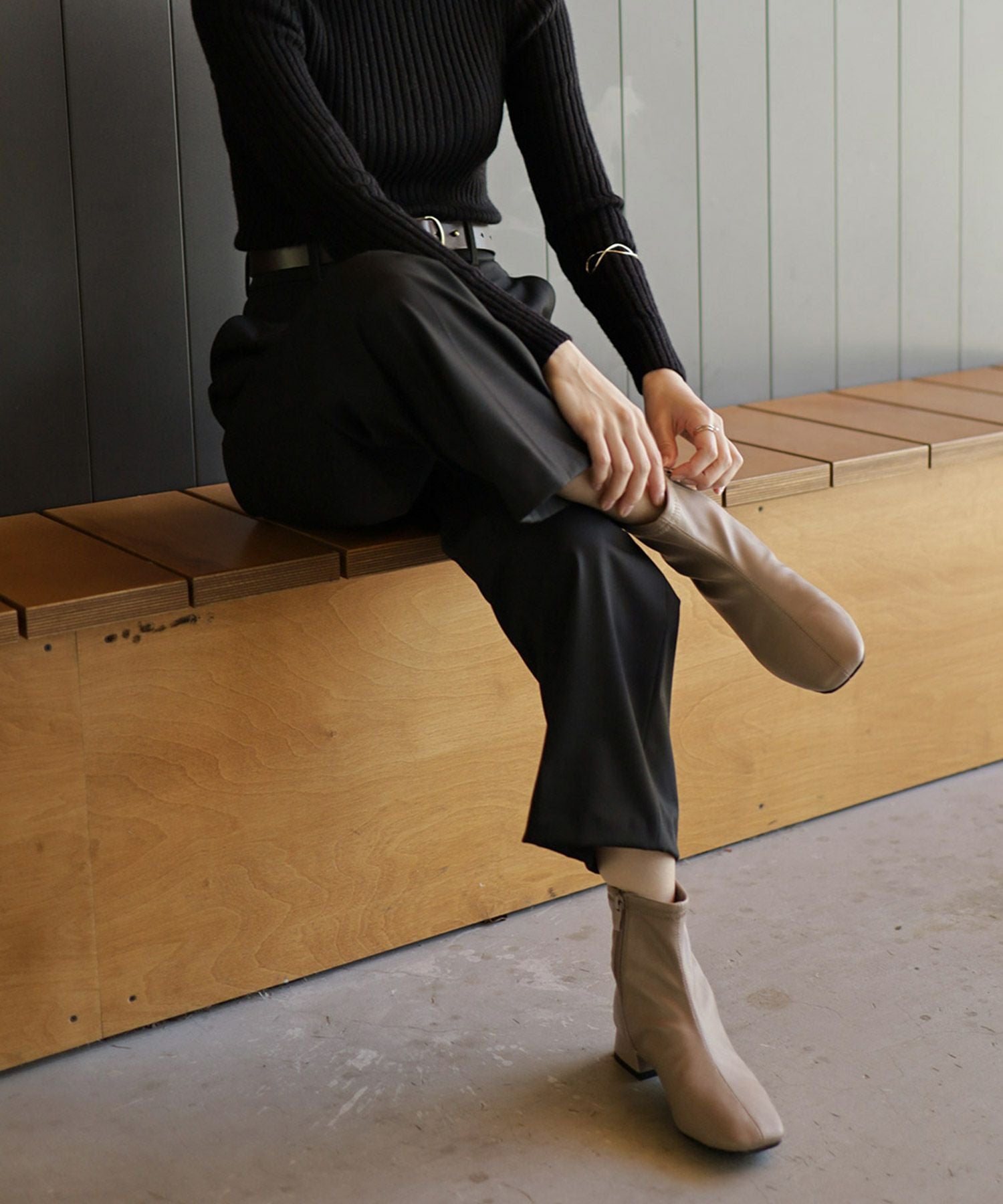 生活防水！レイン仕様スクエアトゥローヒールショートブーツ 一部4月中旬入荷予定