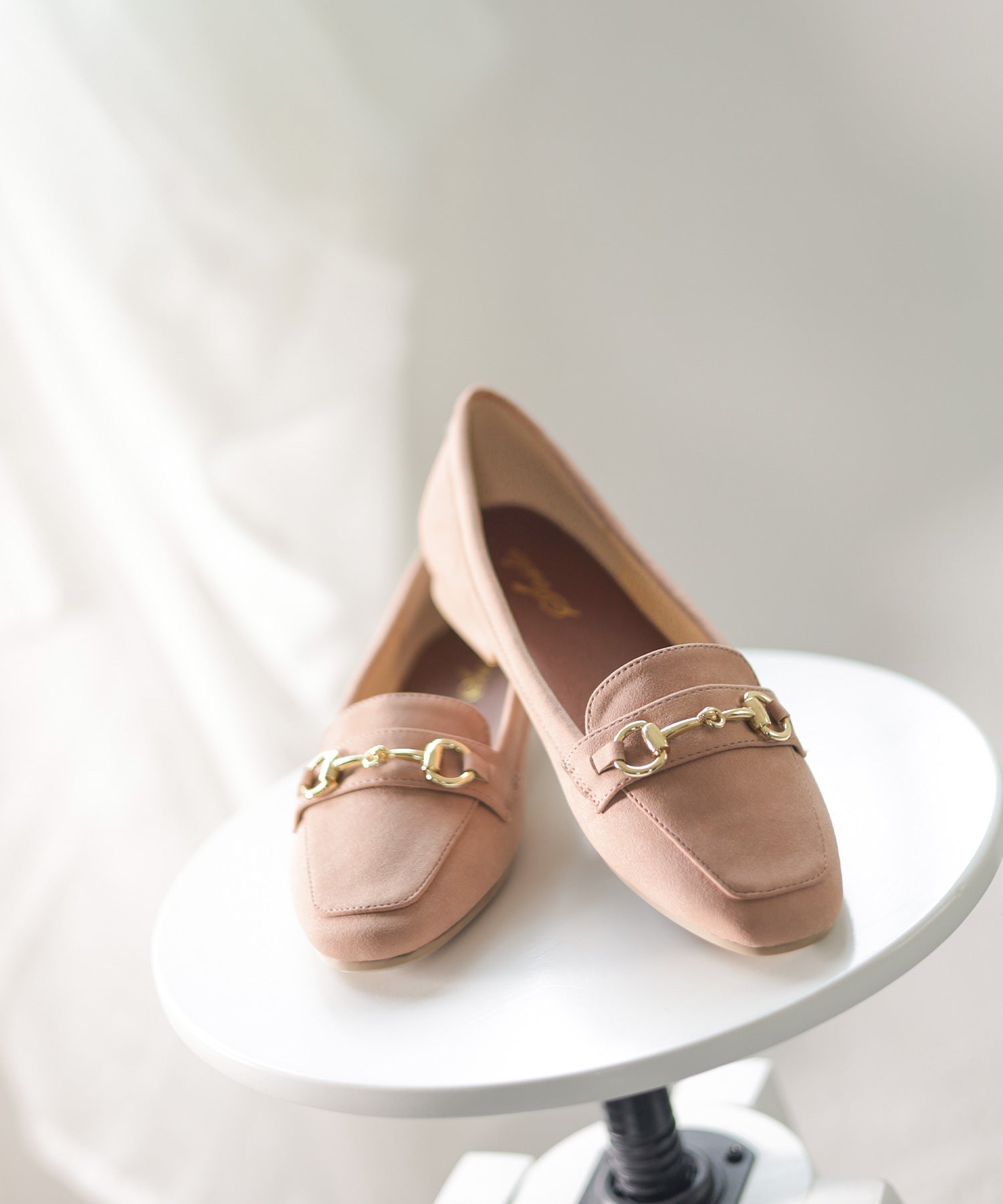 ビット付きスクエアトゥローファーパンプス▲返品不可