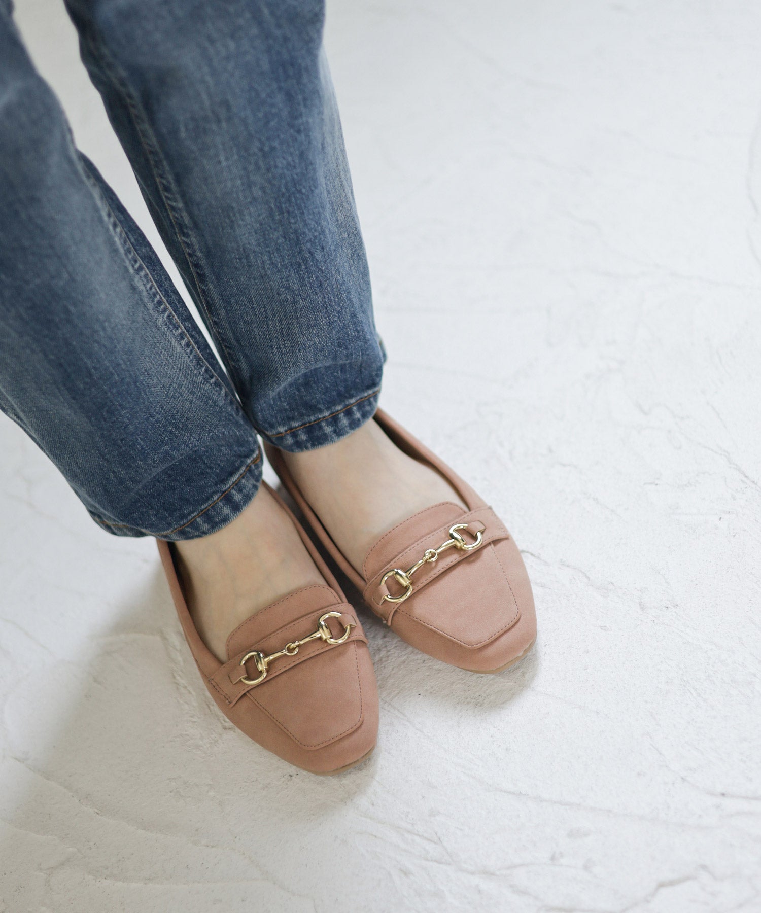 ビット付きスクエアトゥローファーパンプス▲返品不可