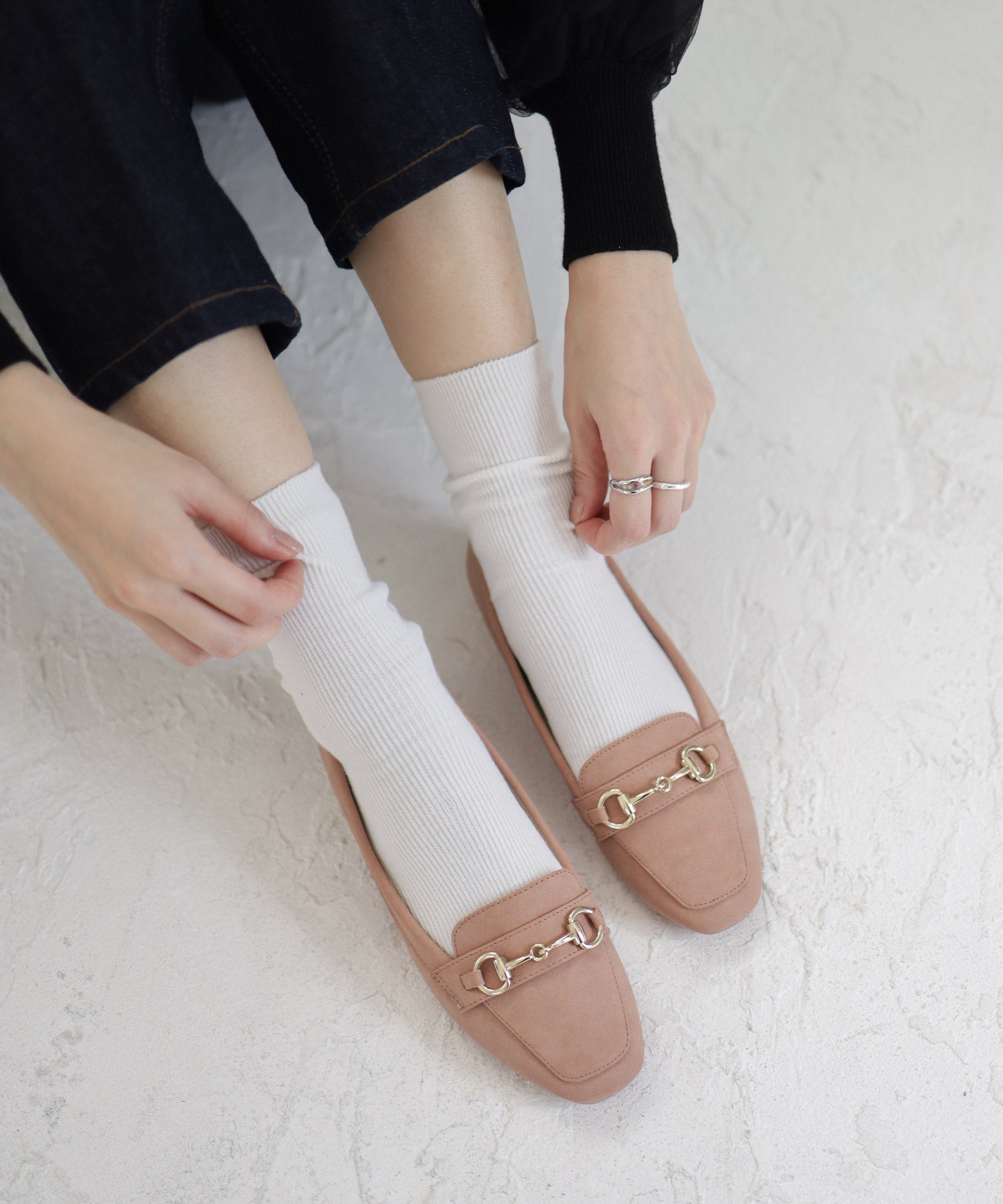 ビット付きスクエアトゥローファーパンプス▲返品不可