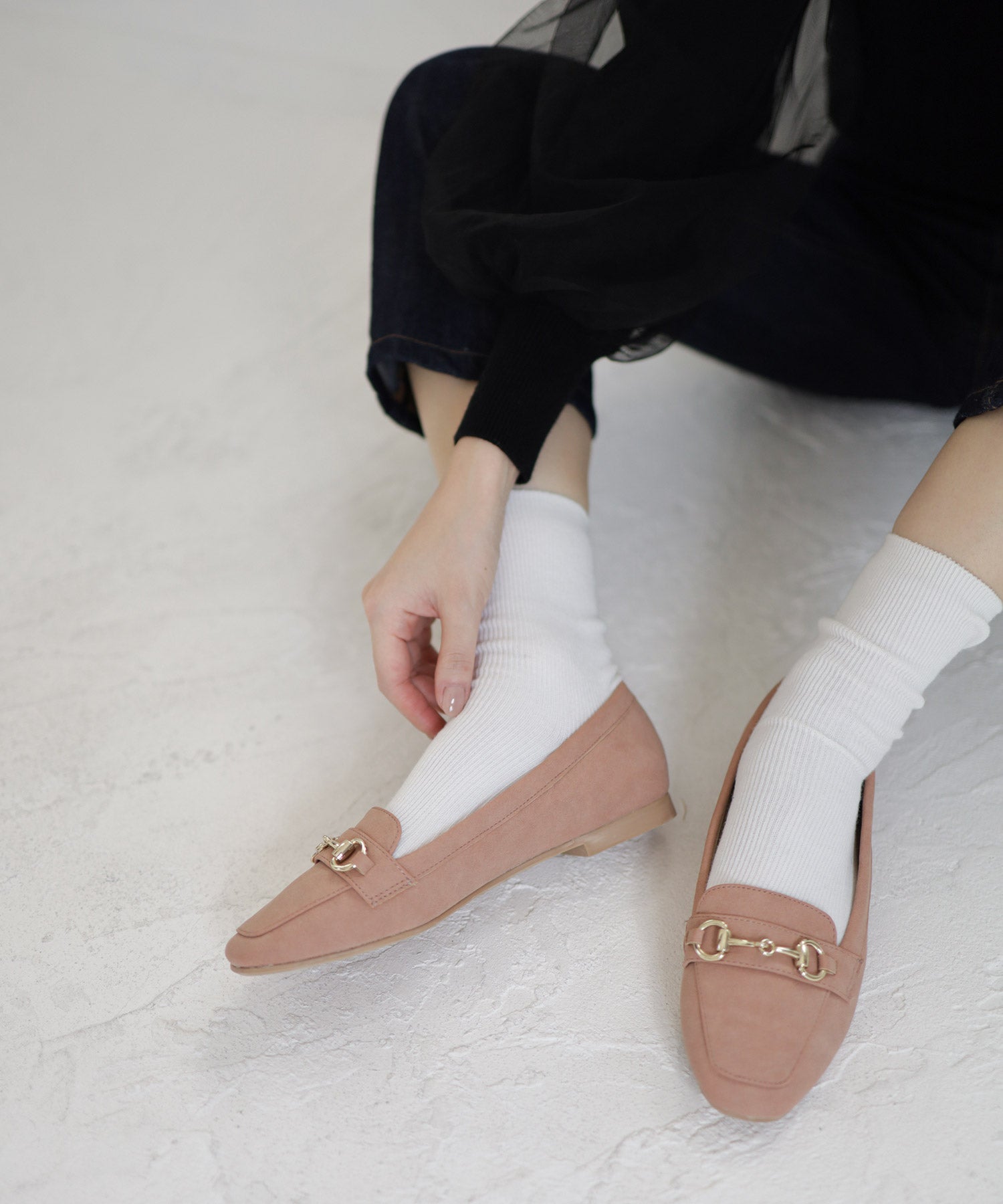 ビット付きスクエアトゥローファーパンプス▲返品不可