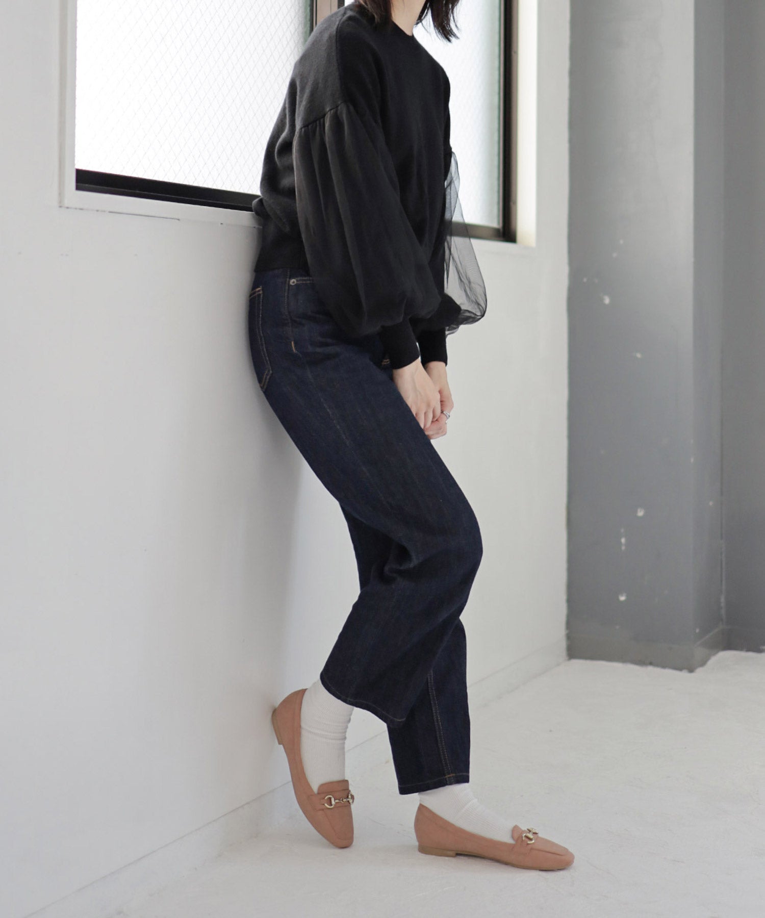 ビット付きスクエアトゥローファーパンプス▲返品不可