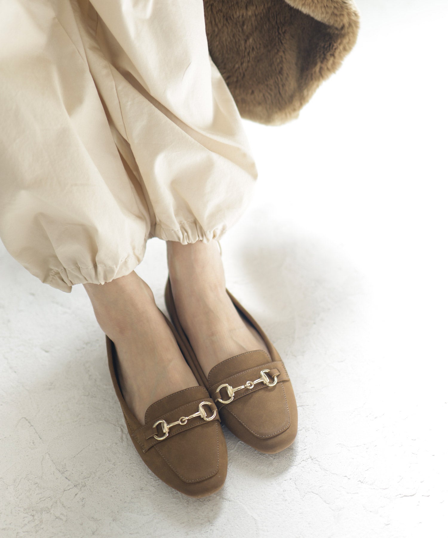 ビット付きスクエアトゥローファーパンプス▲返品不可