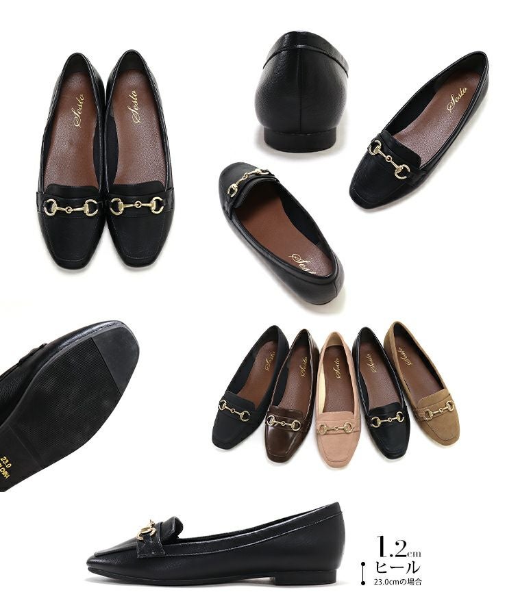 ビット付きスクエアトゥローファーパンプス▲返品不可