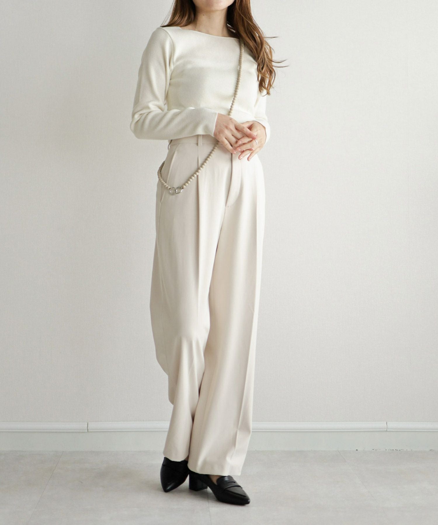 チャンキーヒールポインテッドトゥローファーパンプス 一部4月上旬入荷予定