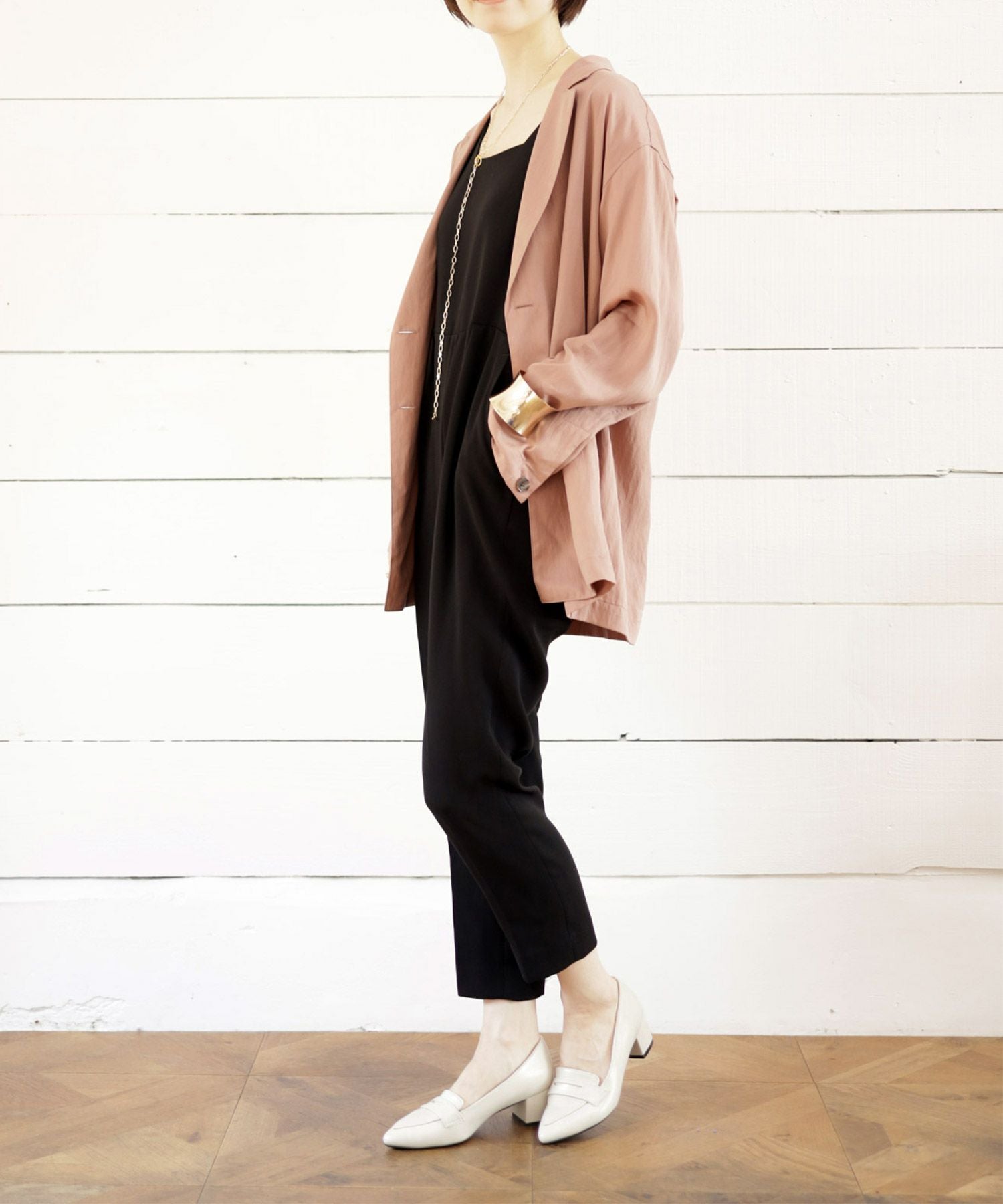 チャンキーヒールポインテッドトゥローファーパンプス 一部4月上旬入荷予定