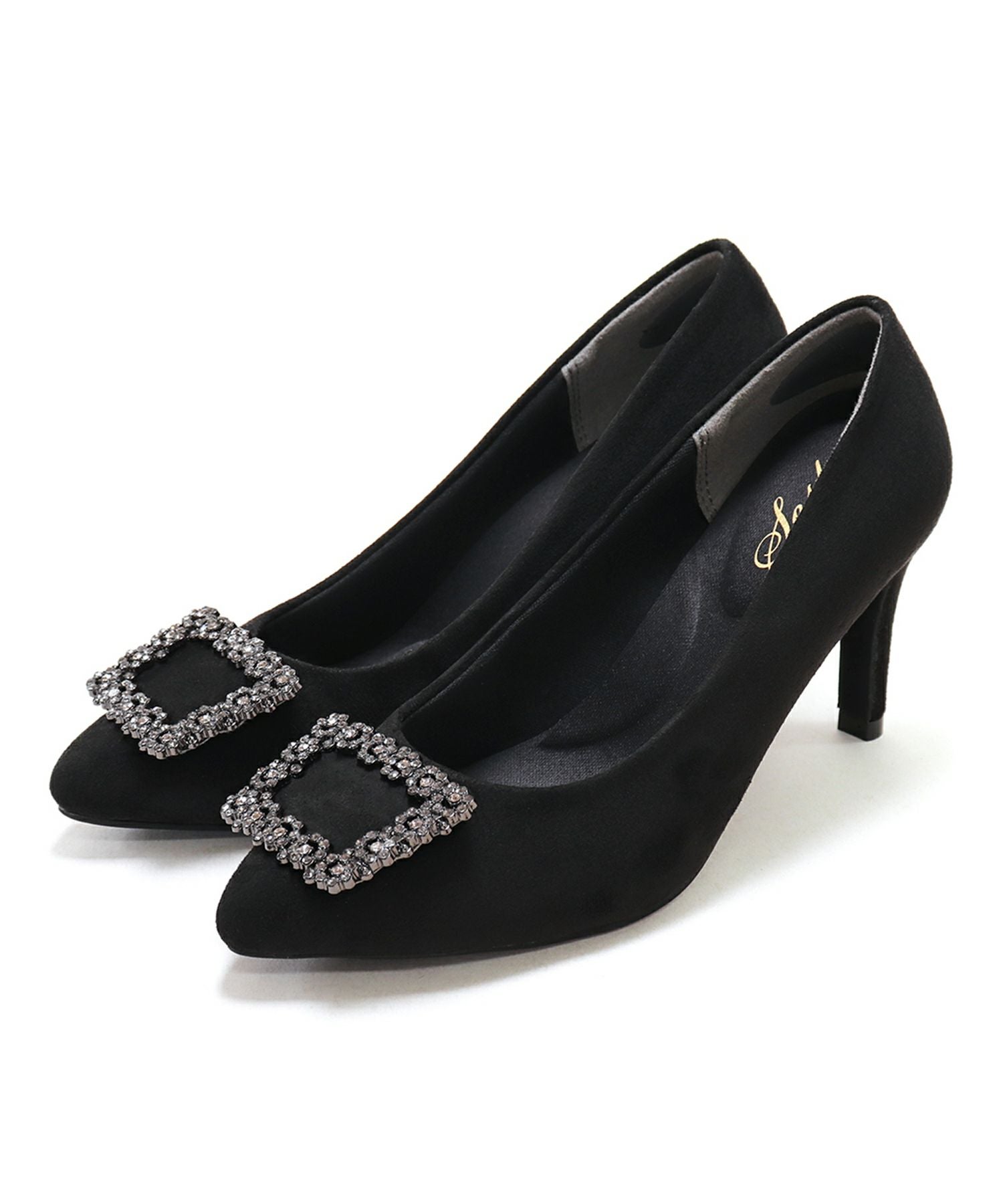 ビジューモチーフポインテッドトゥパンプス