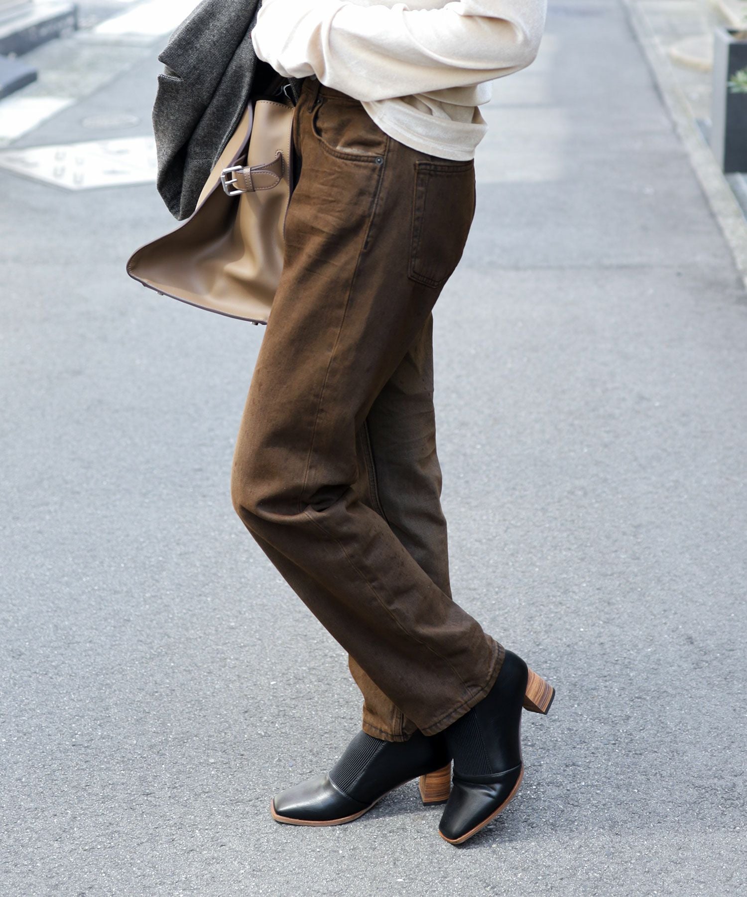 ウッドヒールのゴムフィットアンクルブーティ風パンプス【公式ショップ・ZOZOTOWN・amazon限定販売アイテム】