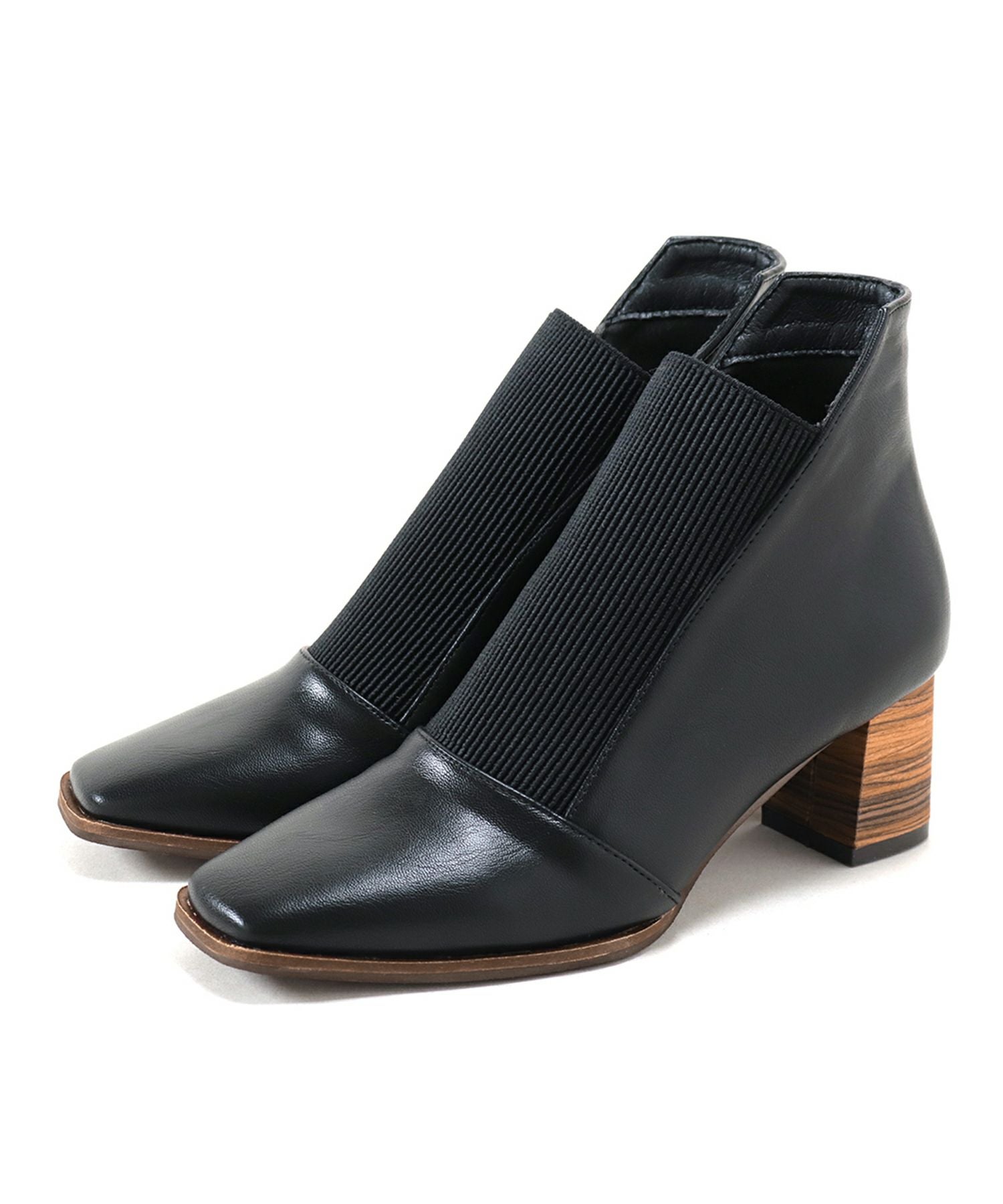 ウッドヒールのゴムフィットアンクルブーティ風パンプス【公式ショップ・ZOZOTOWN・amazon限定販売アイテム】