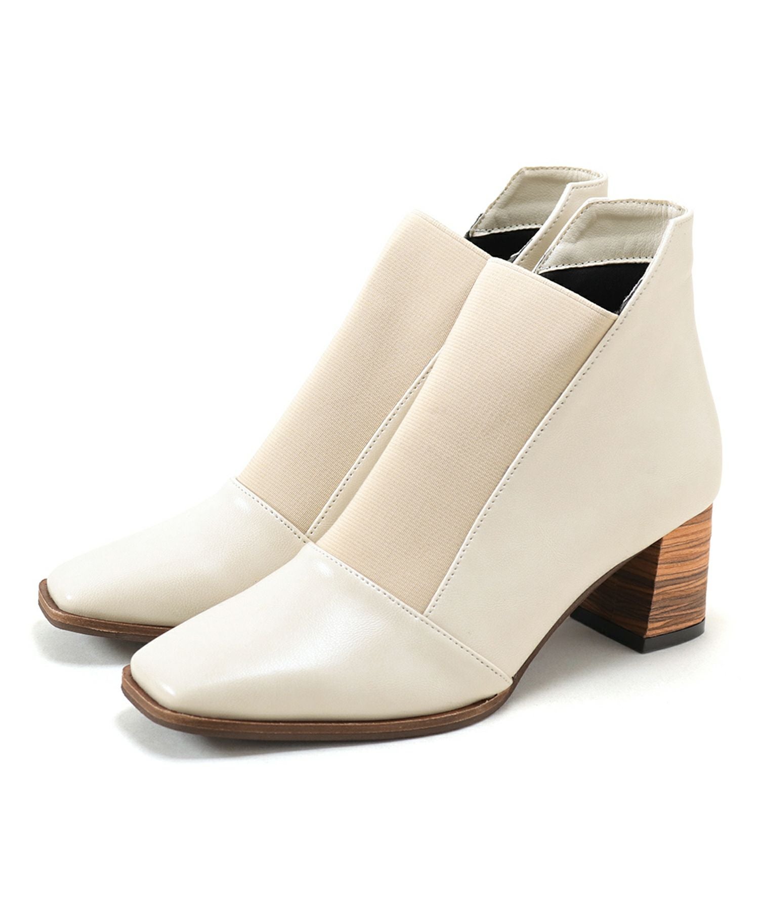 ウッドヒールのゴムフィットアンクルブーティ風パンプス【公式ショップ・ZOZOTOWN・amazon限定販売アイテム】