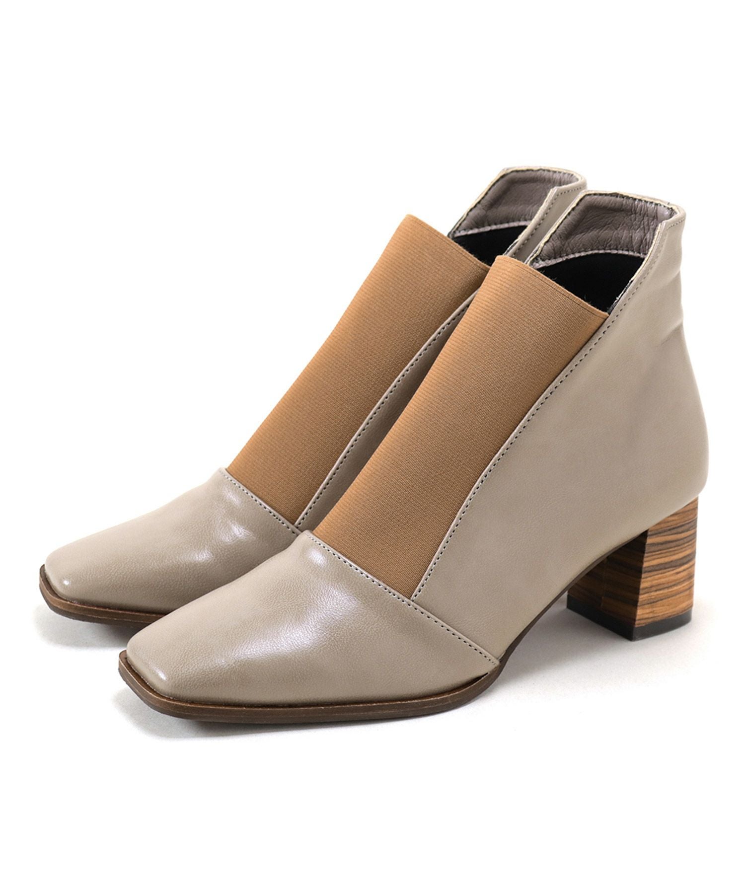 ウッドヒールのゴムフィットアンクルブーティ風パンプス【公式ショップ・ZOZOTOWN・amazon限定販売アイテム】