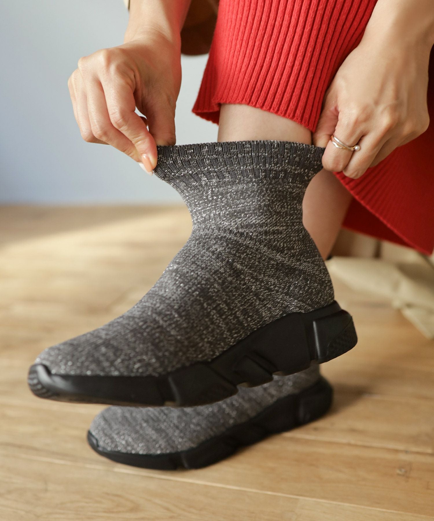 スポーティースニーカーソックスブーツ▲返品交換不可