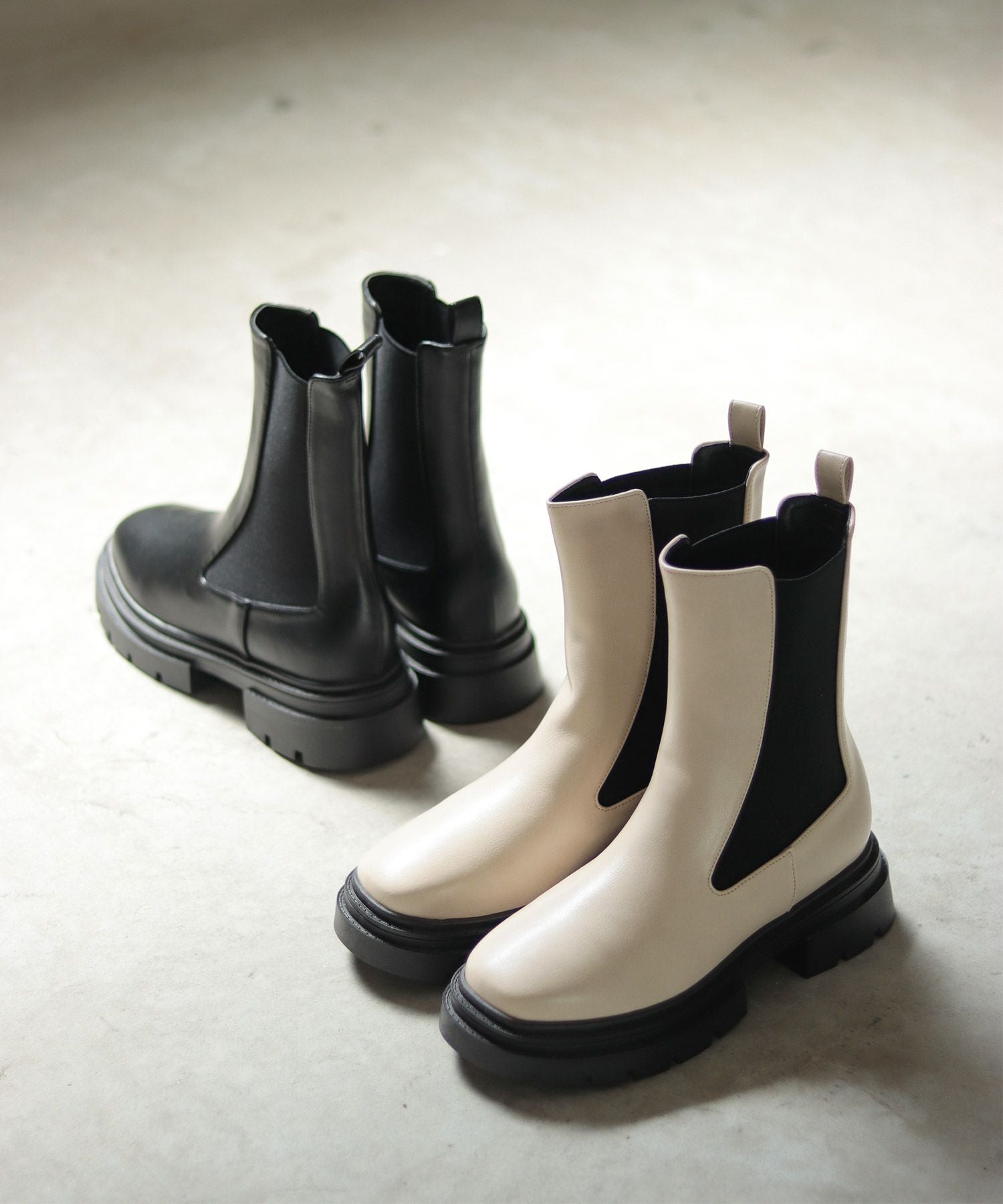 ボリュームソールサイドゴアショートブーツ▲返品不可