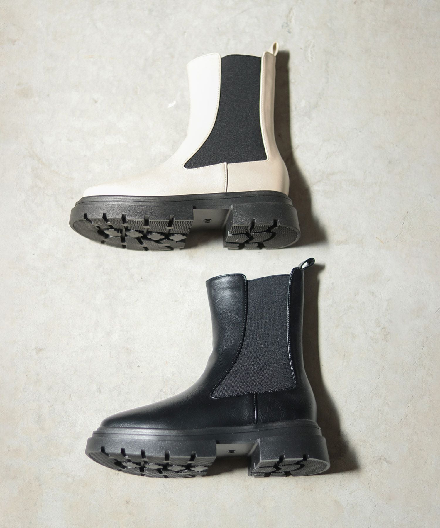 ボリュームソールサイドゴアショートブーツ▲返品不可