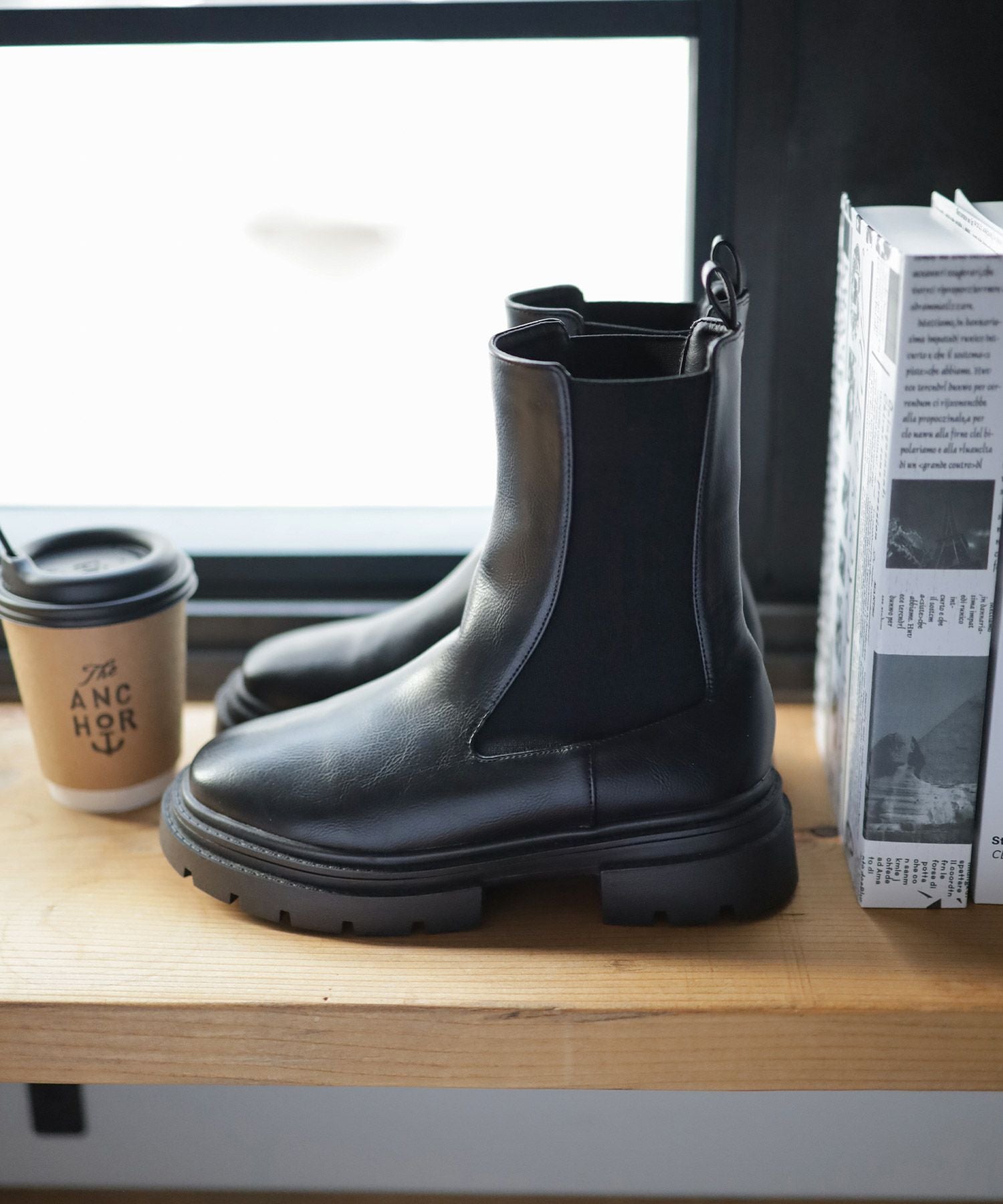 ボリュームソールサイドゴアショートブーツ▲返品不可