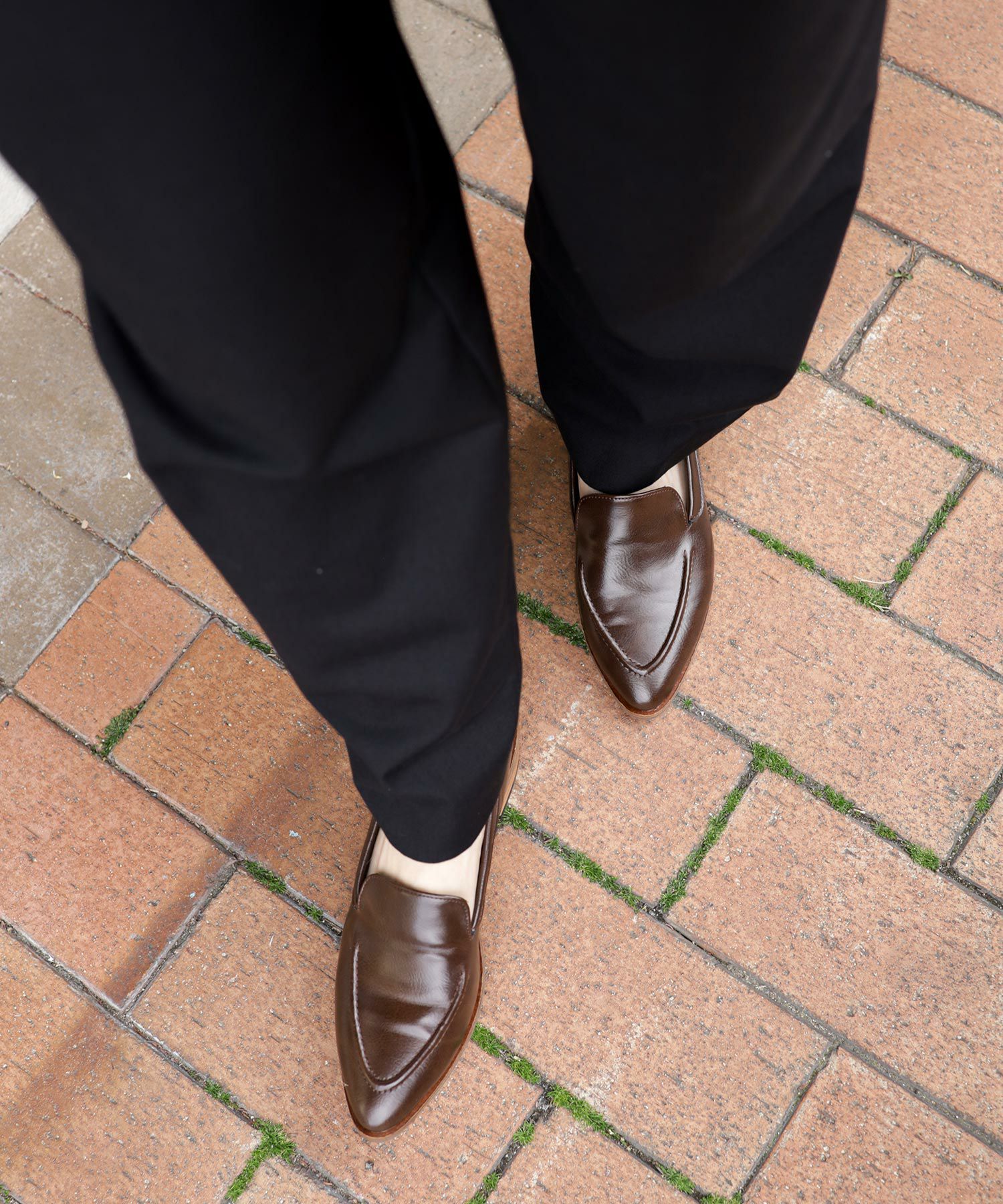 ウッドヒールのアーモンドトゥローファーパンプス 一部4月上旬・4月末~5月上旬入荷予定