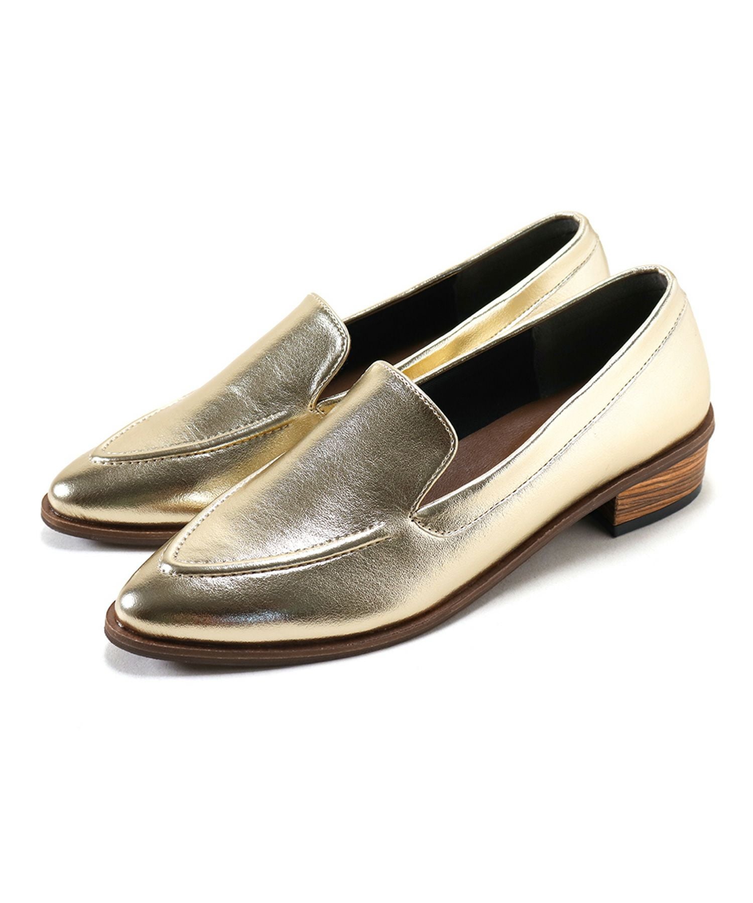 ウッドヒールのアーモンドトゥローファーパンプス 一部4月上旬・4月末~5月上旬入荷予定