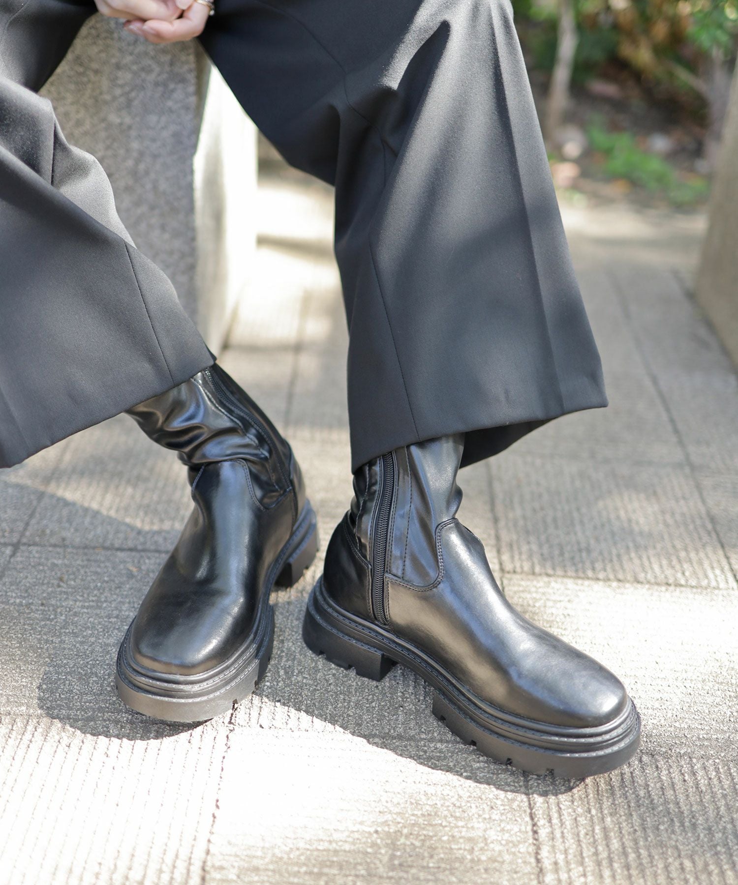 ボリュームトラックソール厚底ストレッチショートブーツ【公式ショップ・ZOZOTOWN・Amazon限定販売アイテム】▲返品不可