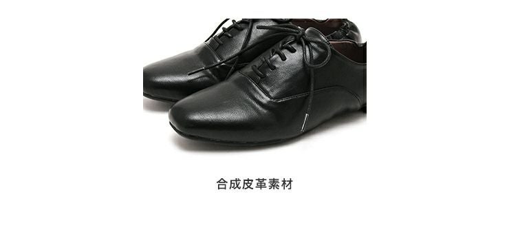 【4E幅広・大きいサイズ】スクエアトゥフラットレースアップパンプス ▲返品不可