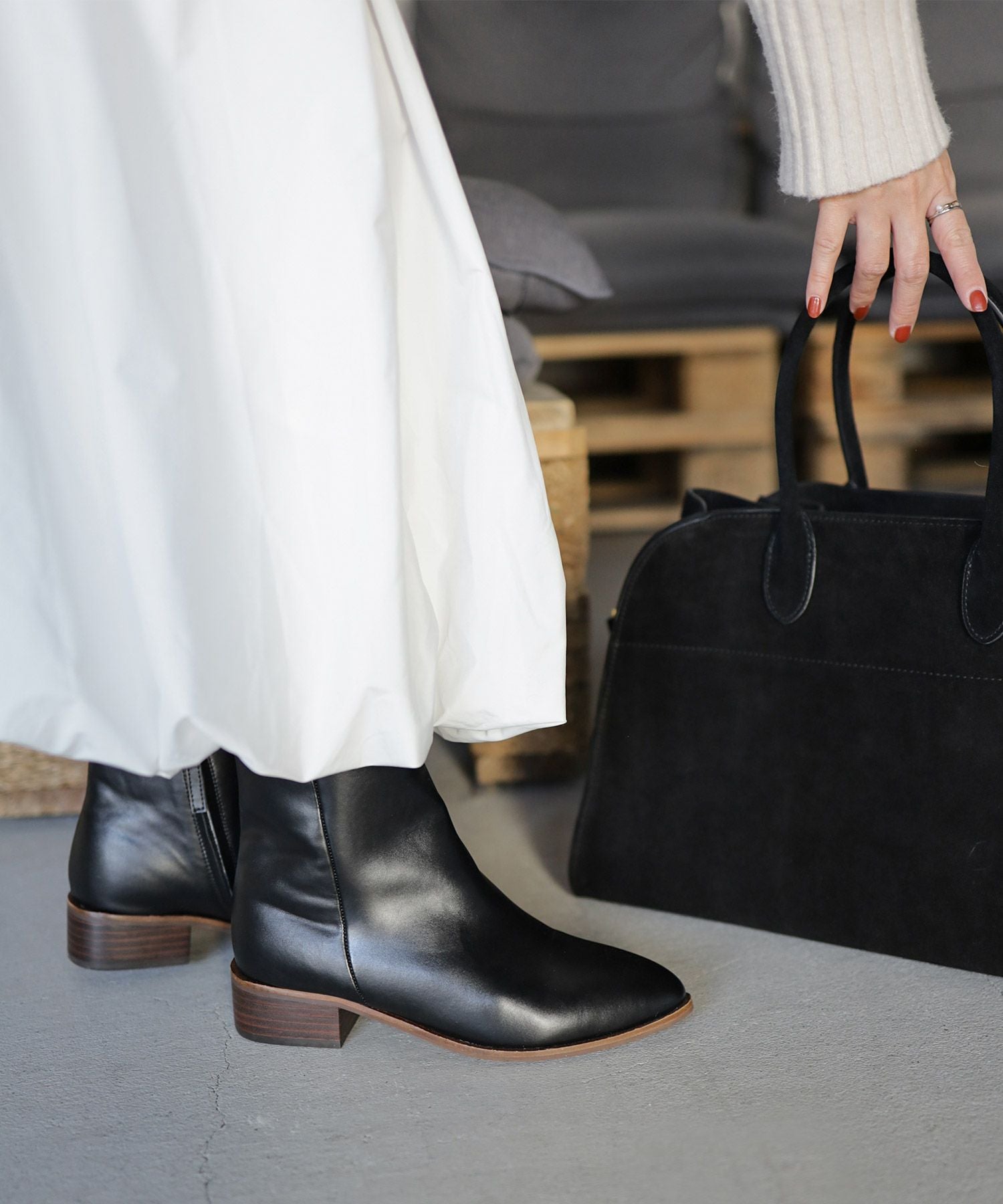 内側ファーのウッドヒールショートブーツ | SESTO(セスト)|レディース